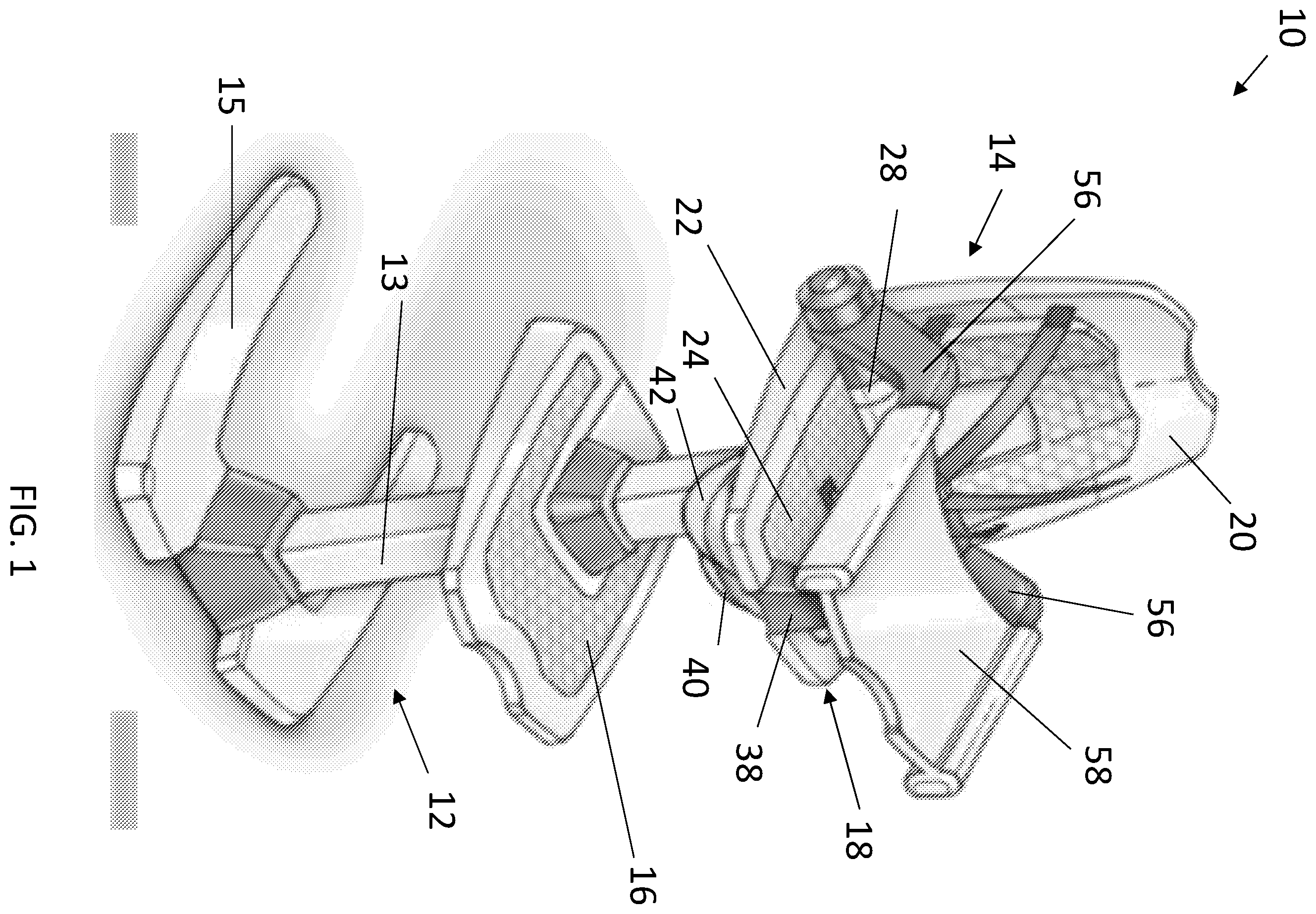 Patent US12569072 Figure 1 – Sit-to-stand convertible highchair