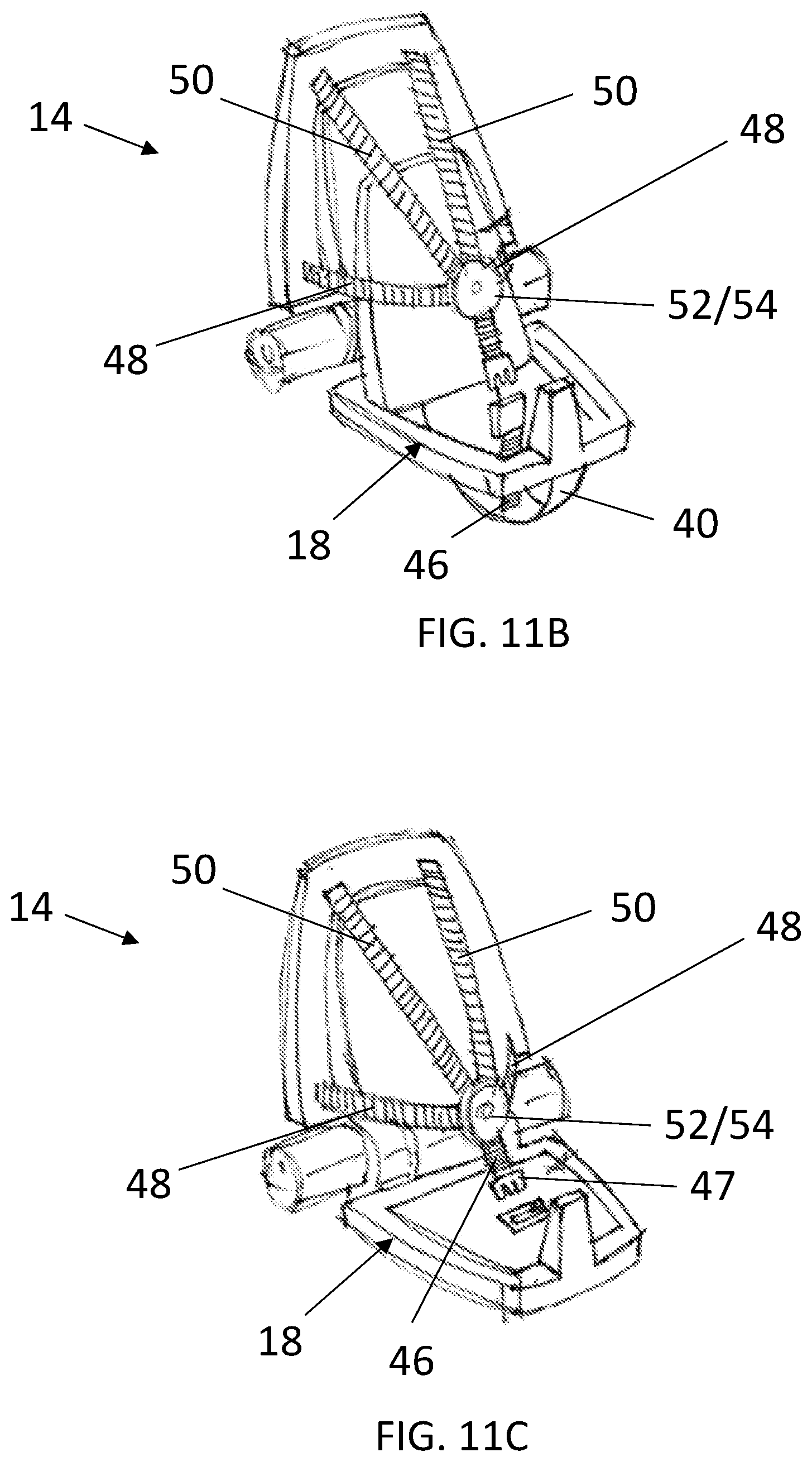 Patent US12569072 Figure 7 – Sit-to-stand convertible highchair
