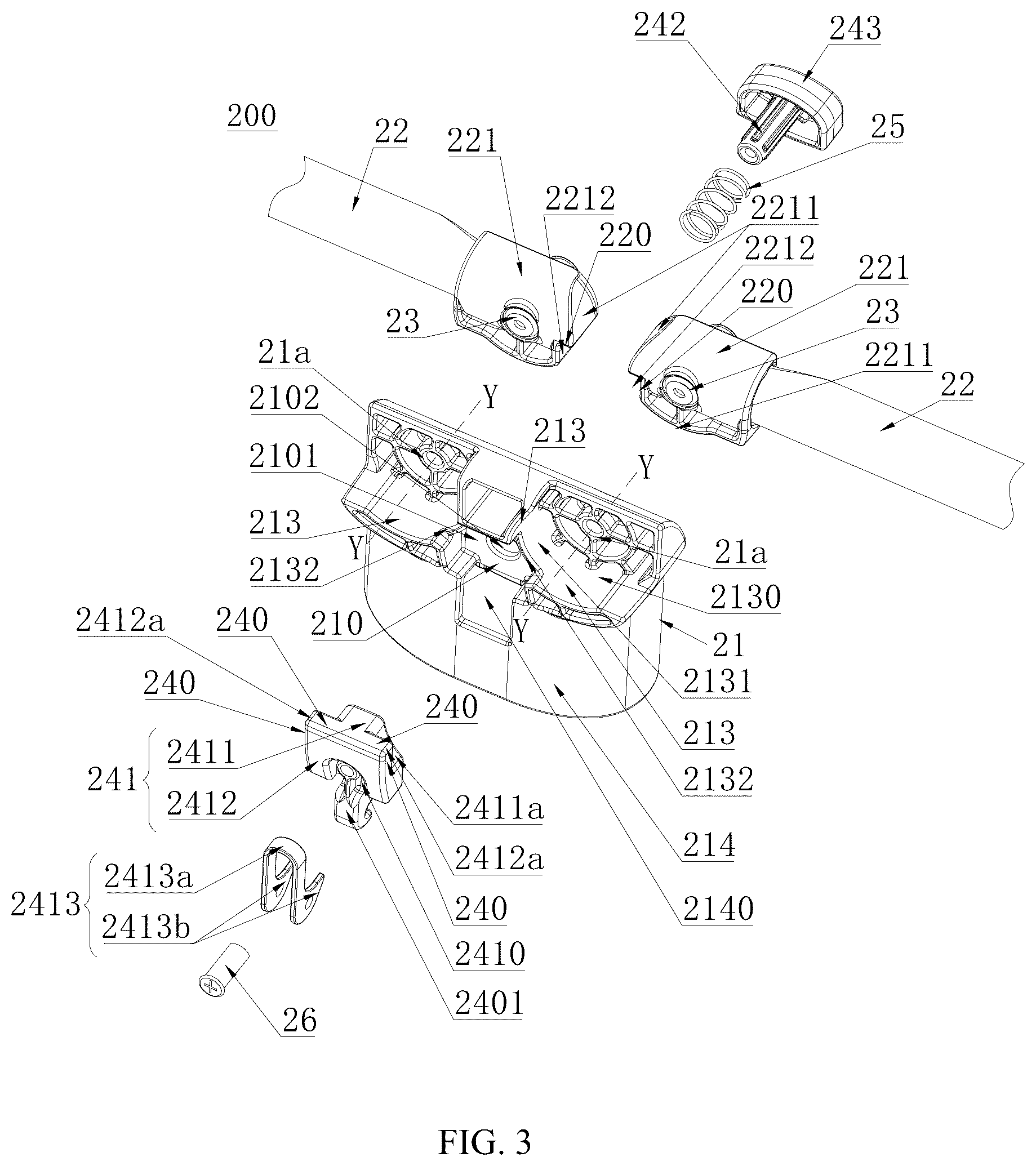 Patent US12569073 Figure 2 – Support connecting structure, support, baby crib, and crib body of baby crib