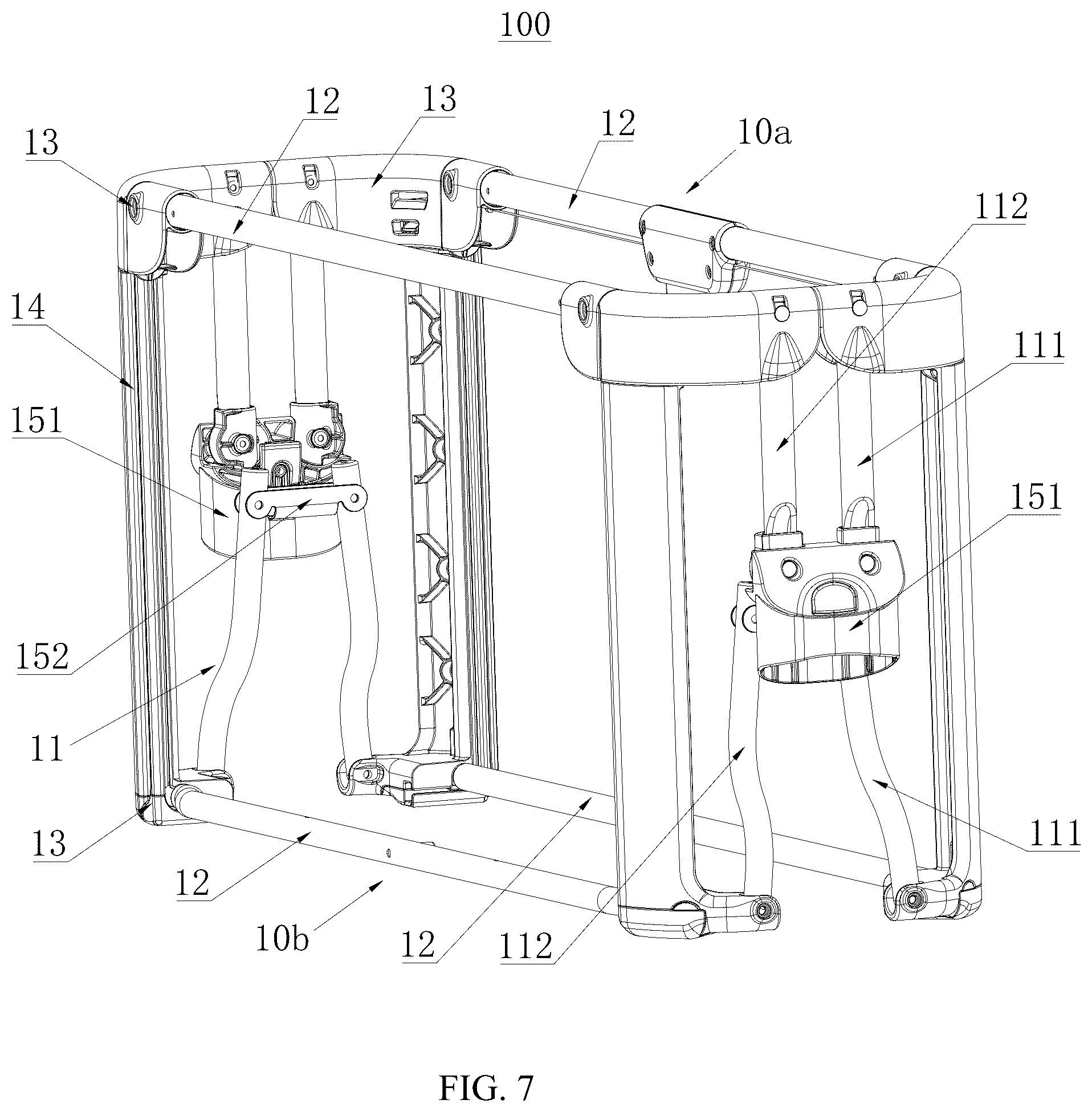 Patent US12569073 Figure 5 – Support connecting structure, support, baby crib, and crib body of baby crib