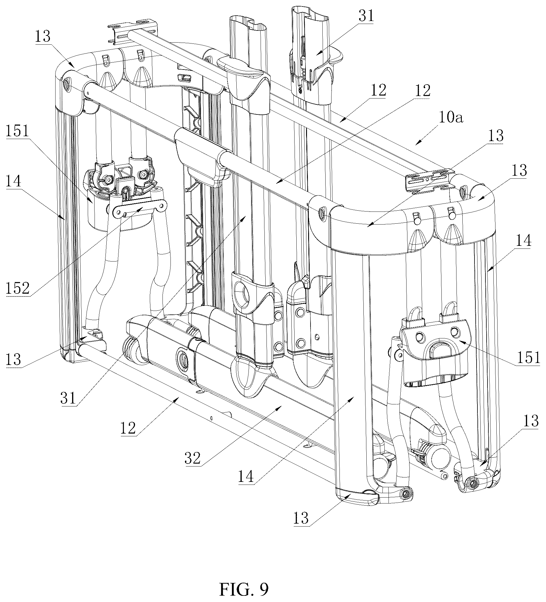 Patent US12569073 Figure 7 – Support connecting structure, support, baby crib, and crib body of baby crib