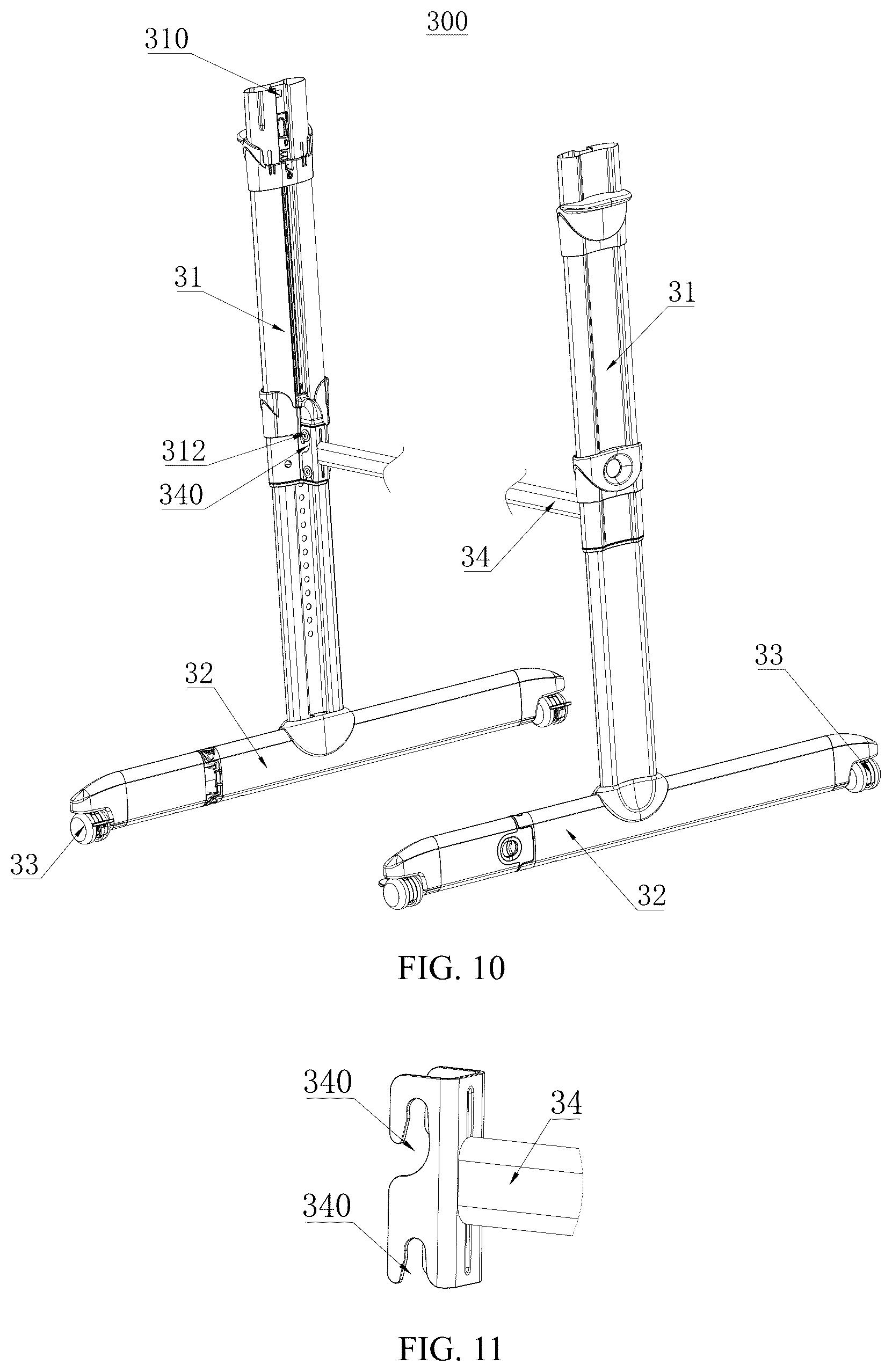 Patent US12569073 Figure 8 – Support connecting structure, support, baby crib, and crib body of baby crib