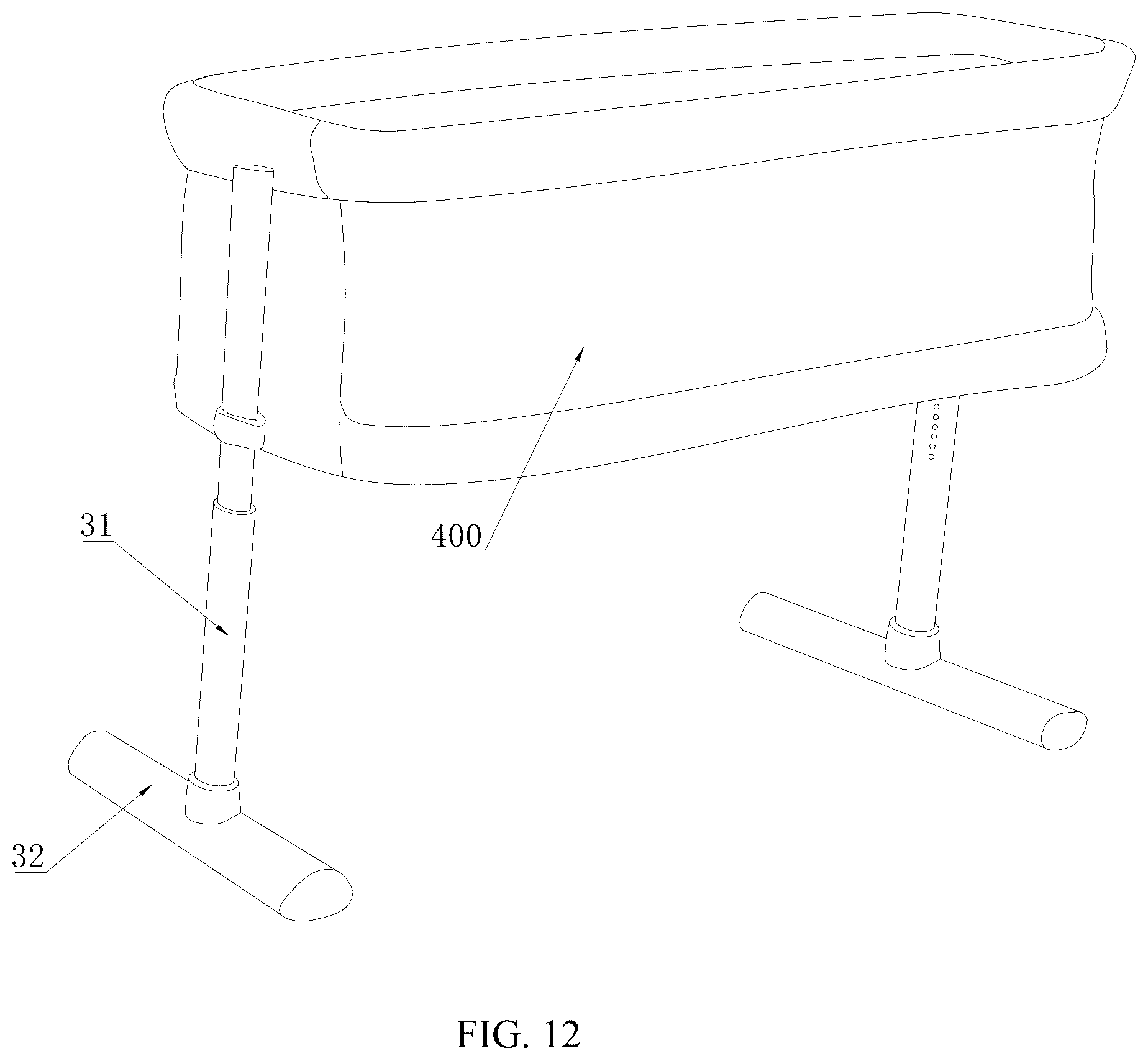 Patent US12569073 Figure 9 – Support connecting structure, support, baby crib, and crib body of baby crib
