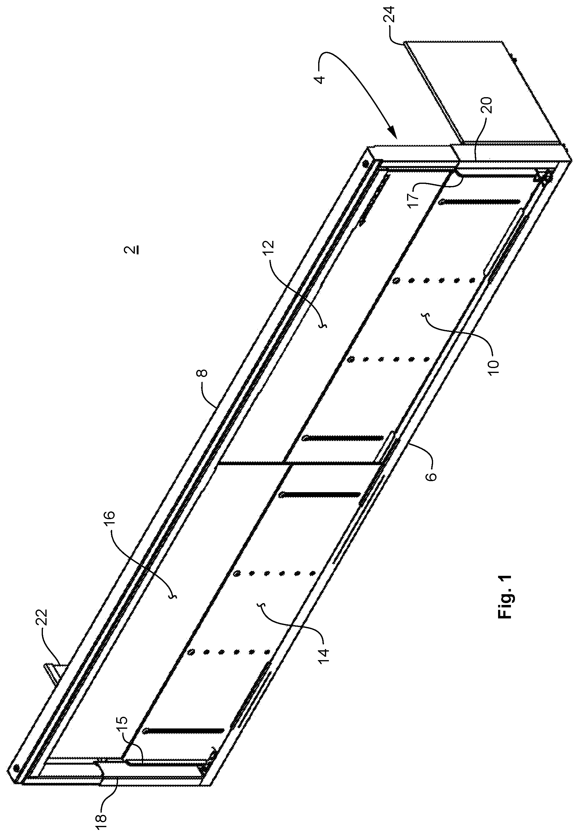 Patent US12569078 Figure 1 – Self-closing security door assembly for retail display