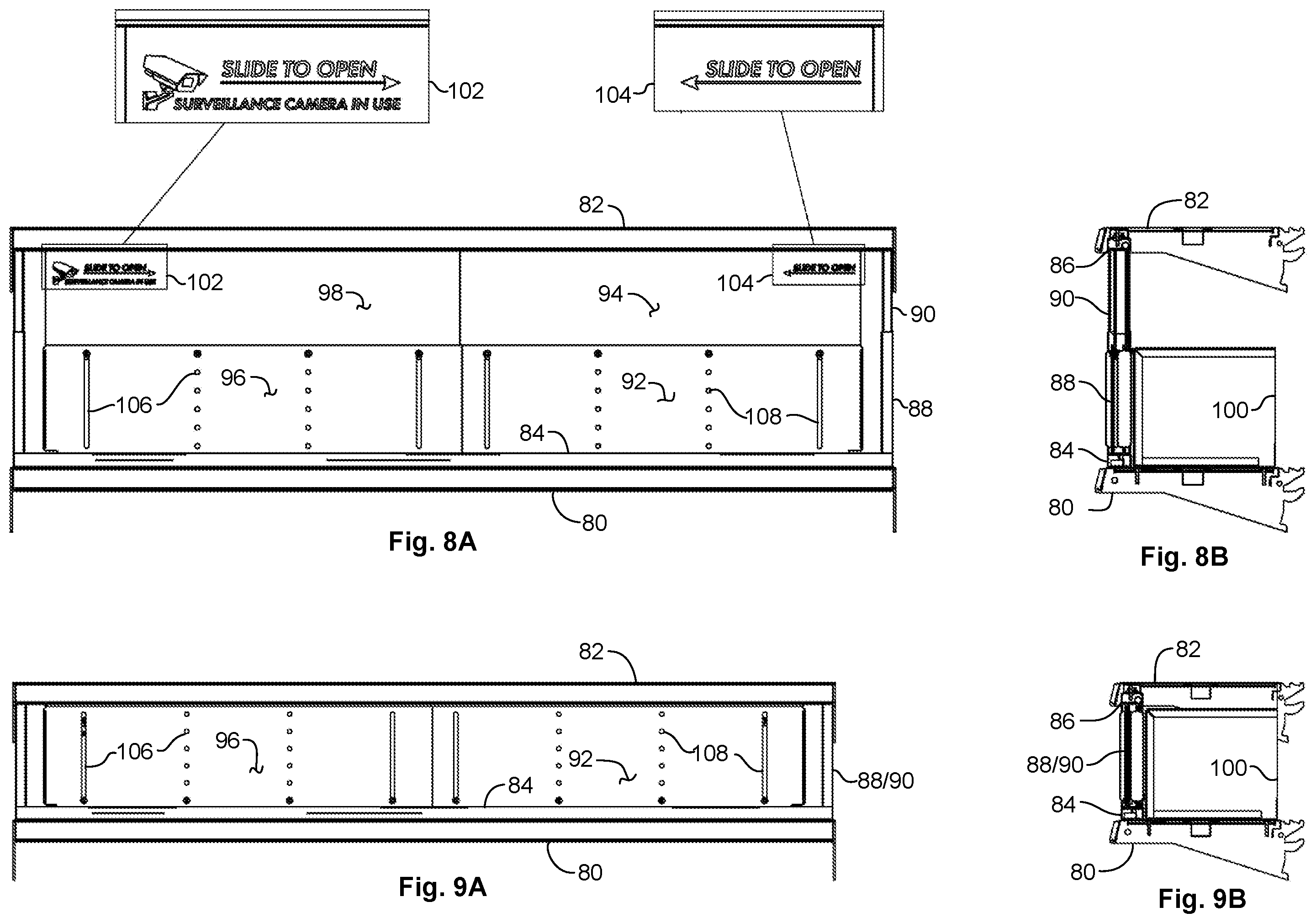 Patent US12569078 Figure 8 – Self-closing security door assembly for retail display