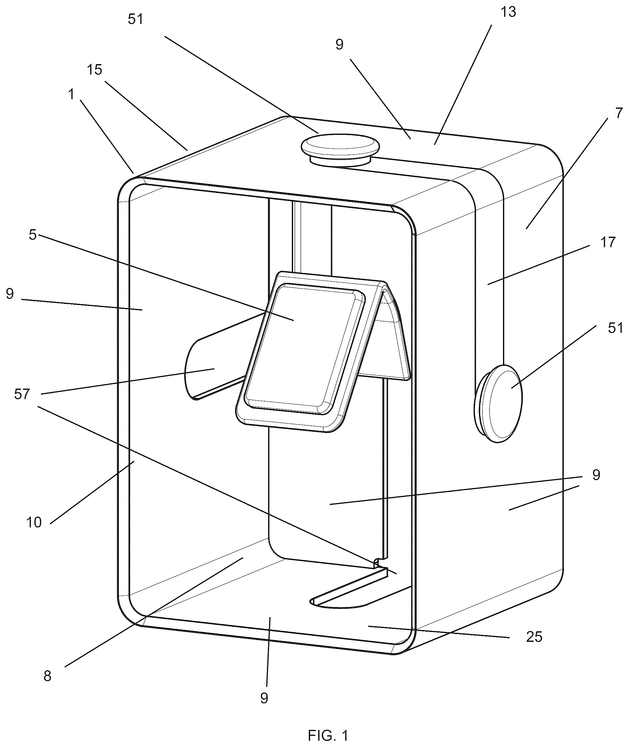 Patent US12569079 Figure 1 – Suspended watch holder display container