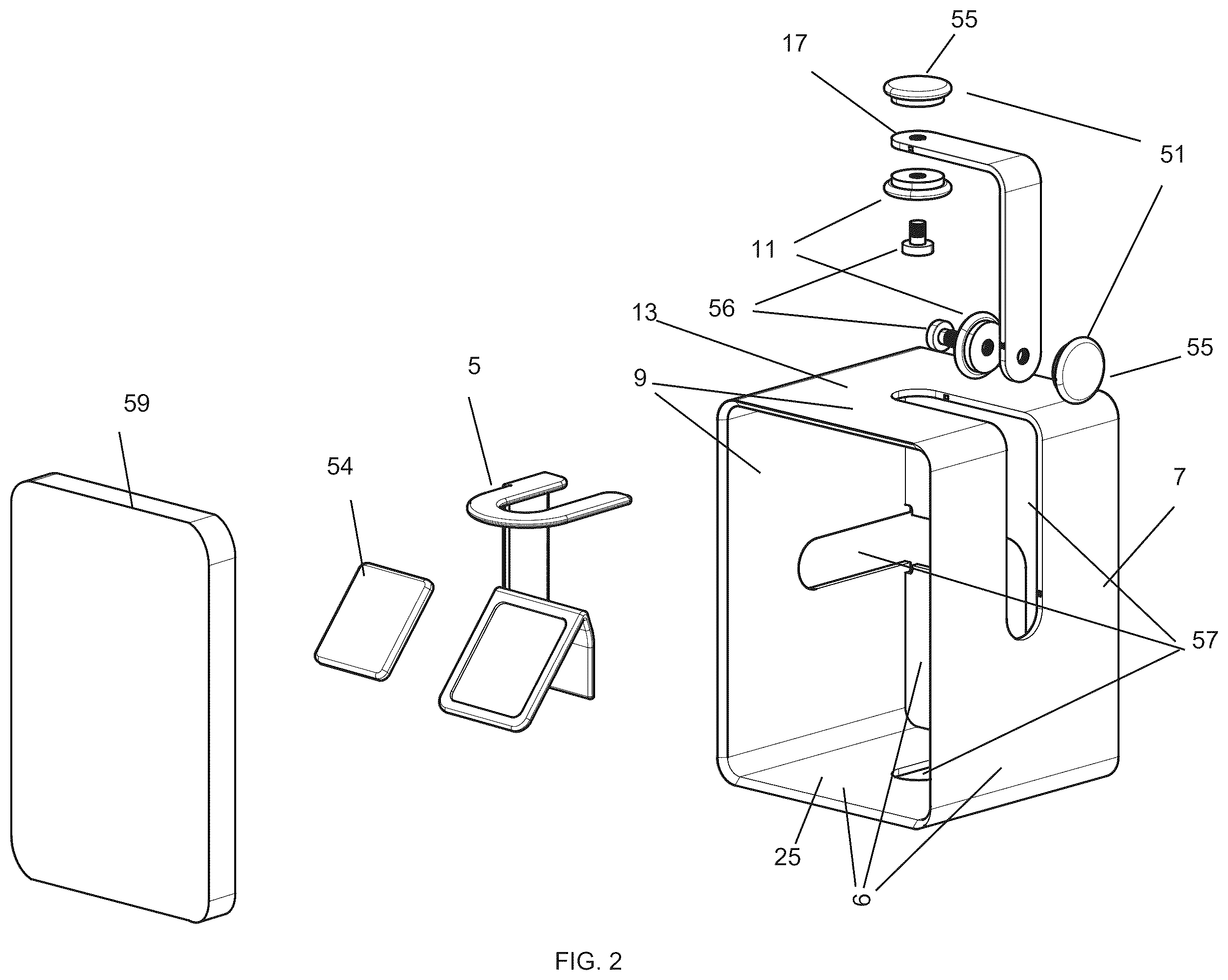 Patent US12569079 Figure 2 – Suspended watch holder display container