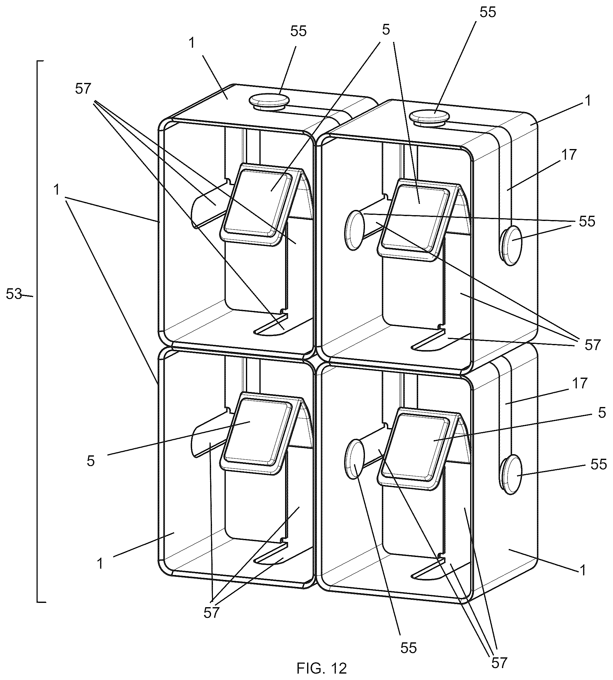 Patent US12569079 Figure 8 – Suspended watch holder display container