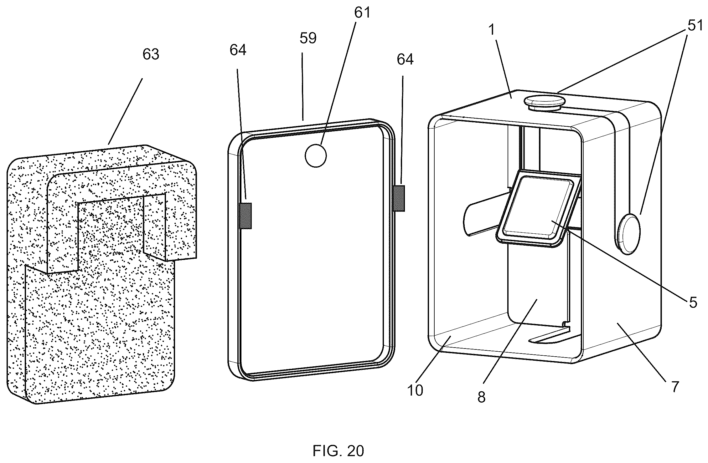 Patent US12569079 Figure 16 – Suspended watch holder display container