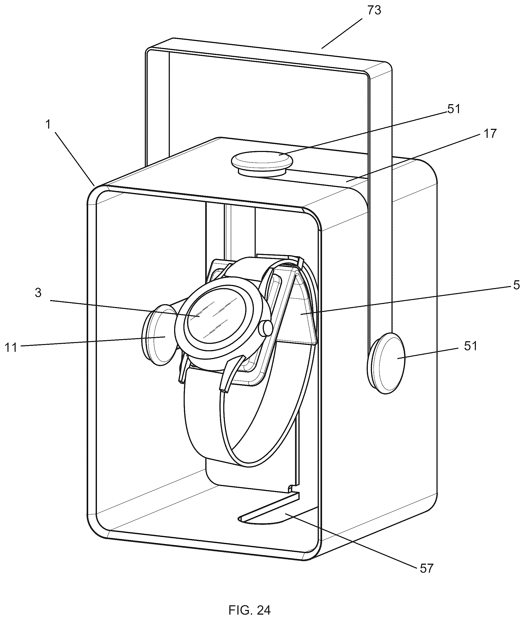 Patent US12569079 Figure 20 – Suspended watch holder display container