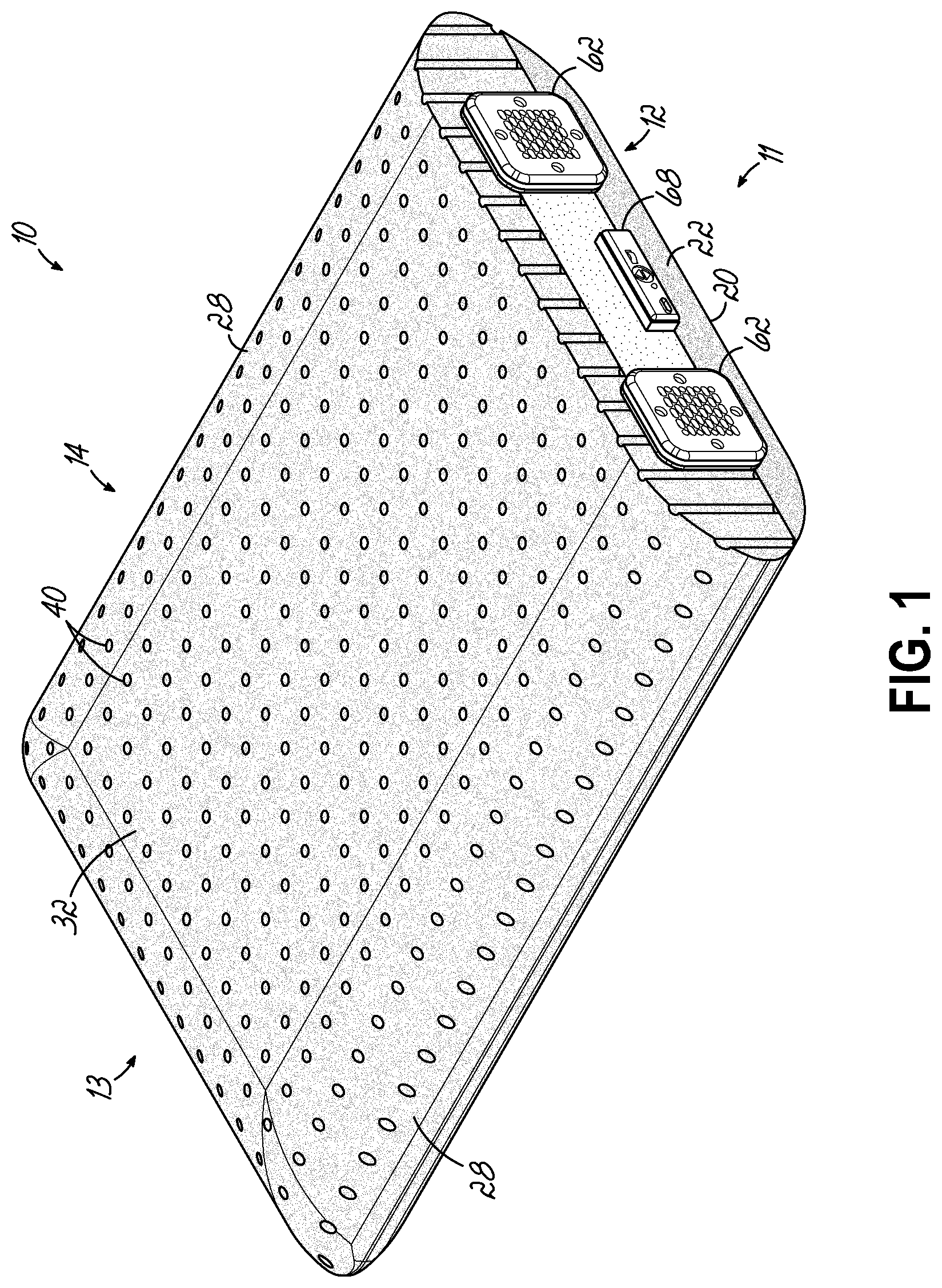 Patent US12569083 Figure 1 – Actively cooled pillow