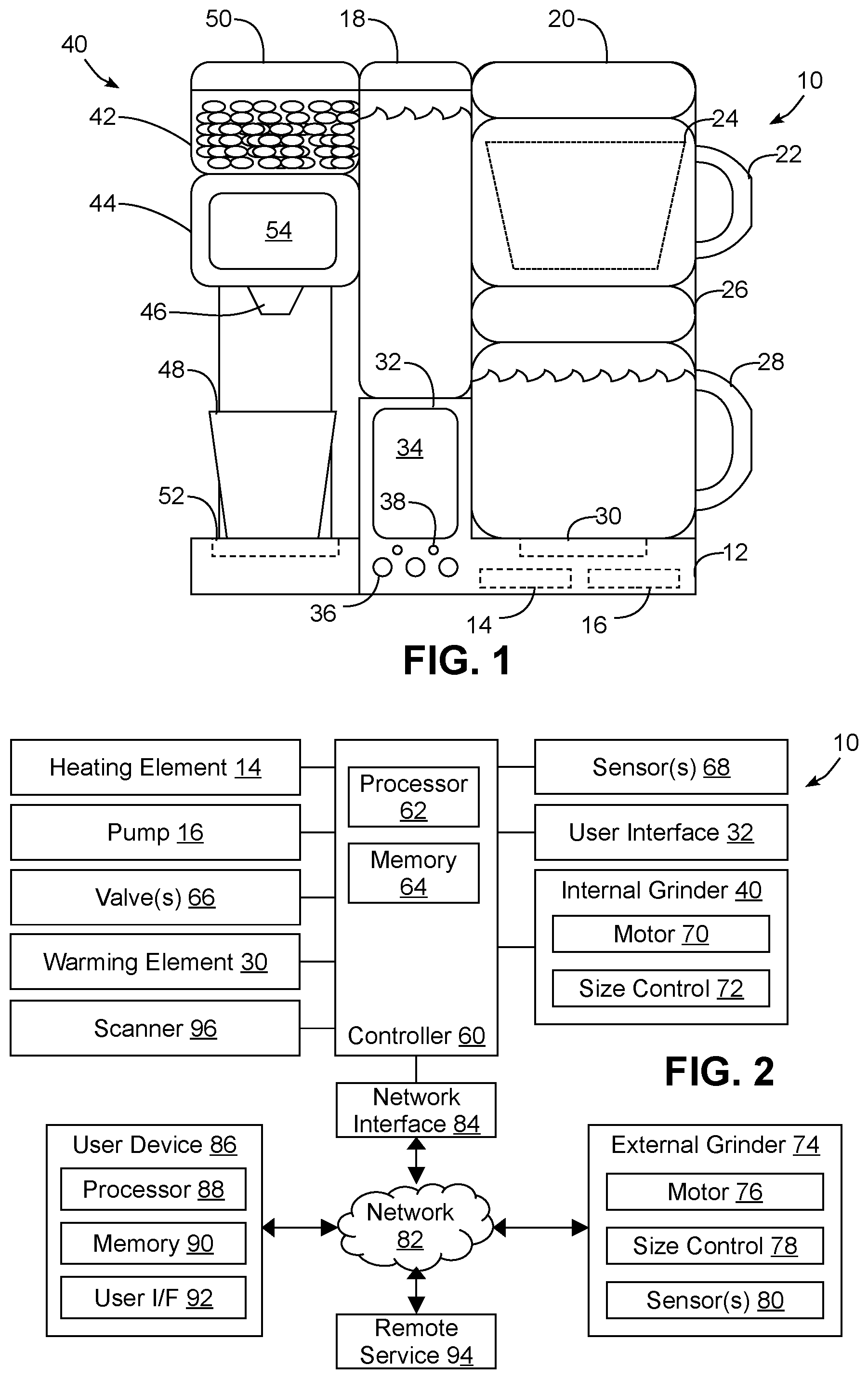 Patent US12569085 — Density-based coffee roast level characterization and/or dynamic coffee grinder control — Figure 1