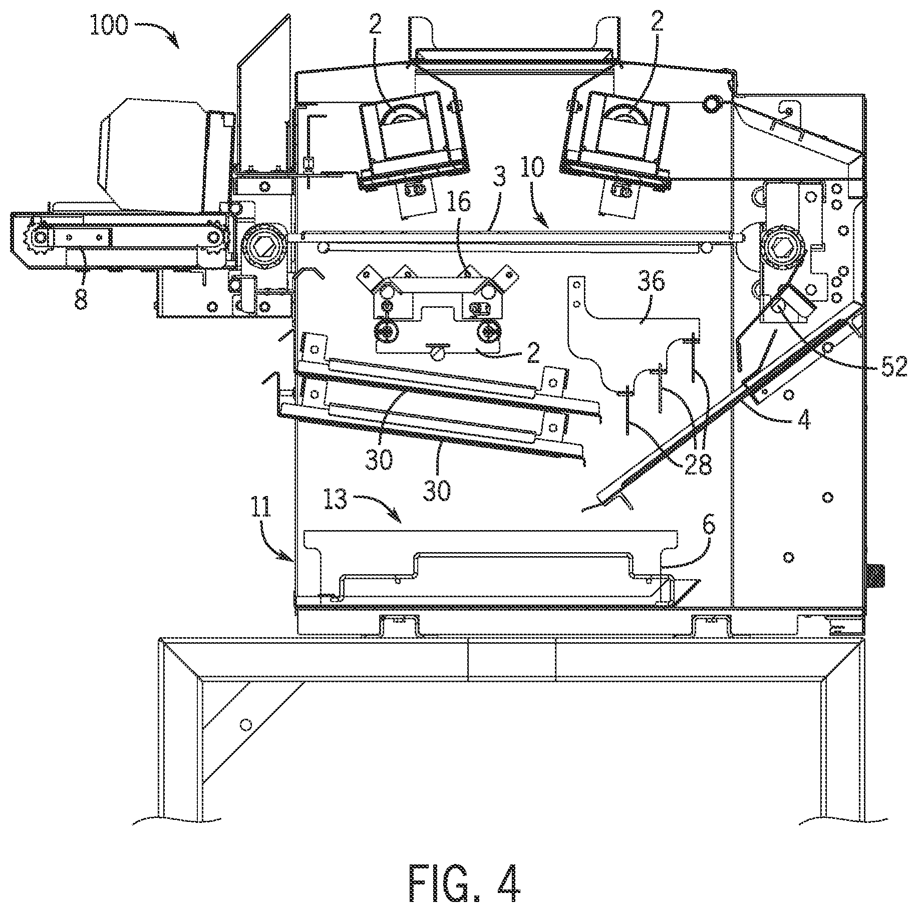 Patent US12569087 Figure 4 – Broiler discharge ramp