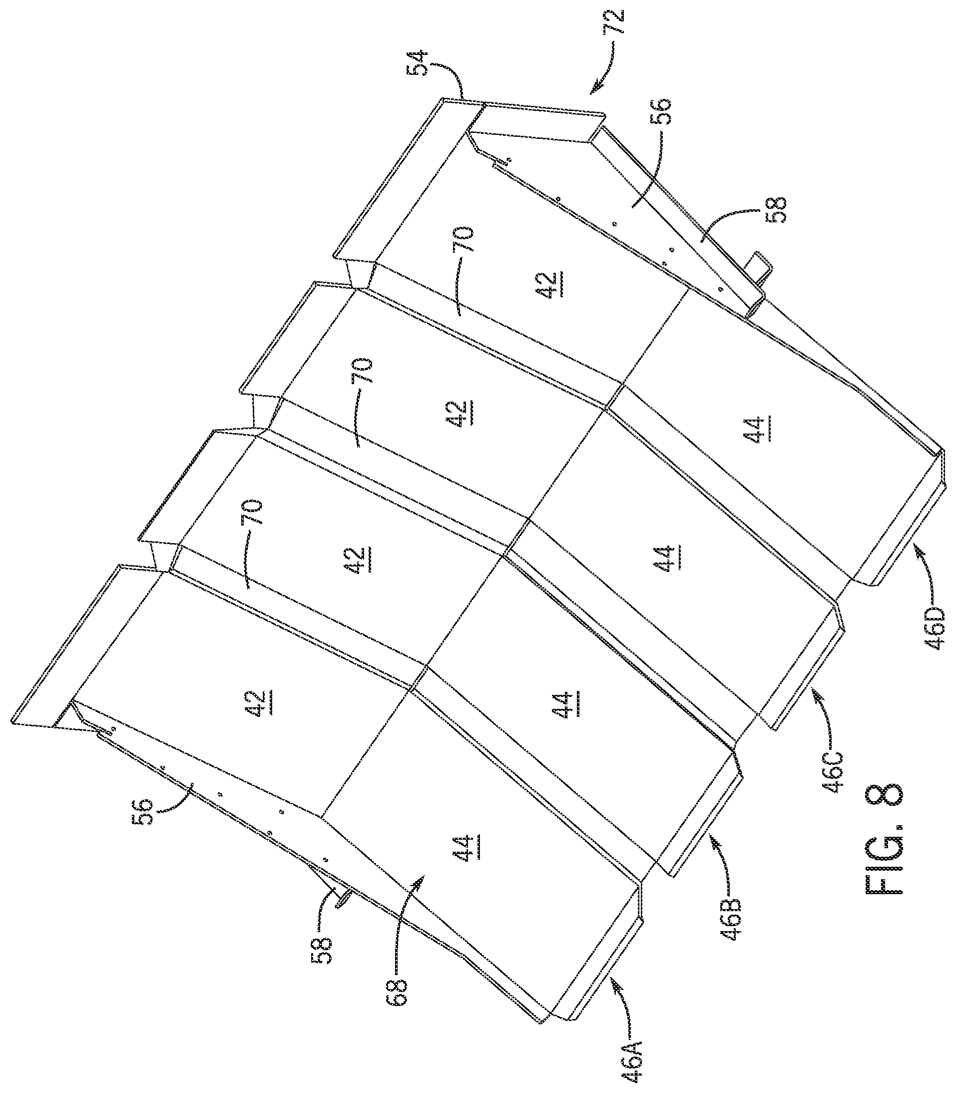 Patent US12569087 Figure 8 – Broiler discharge ramp