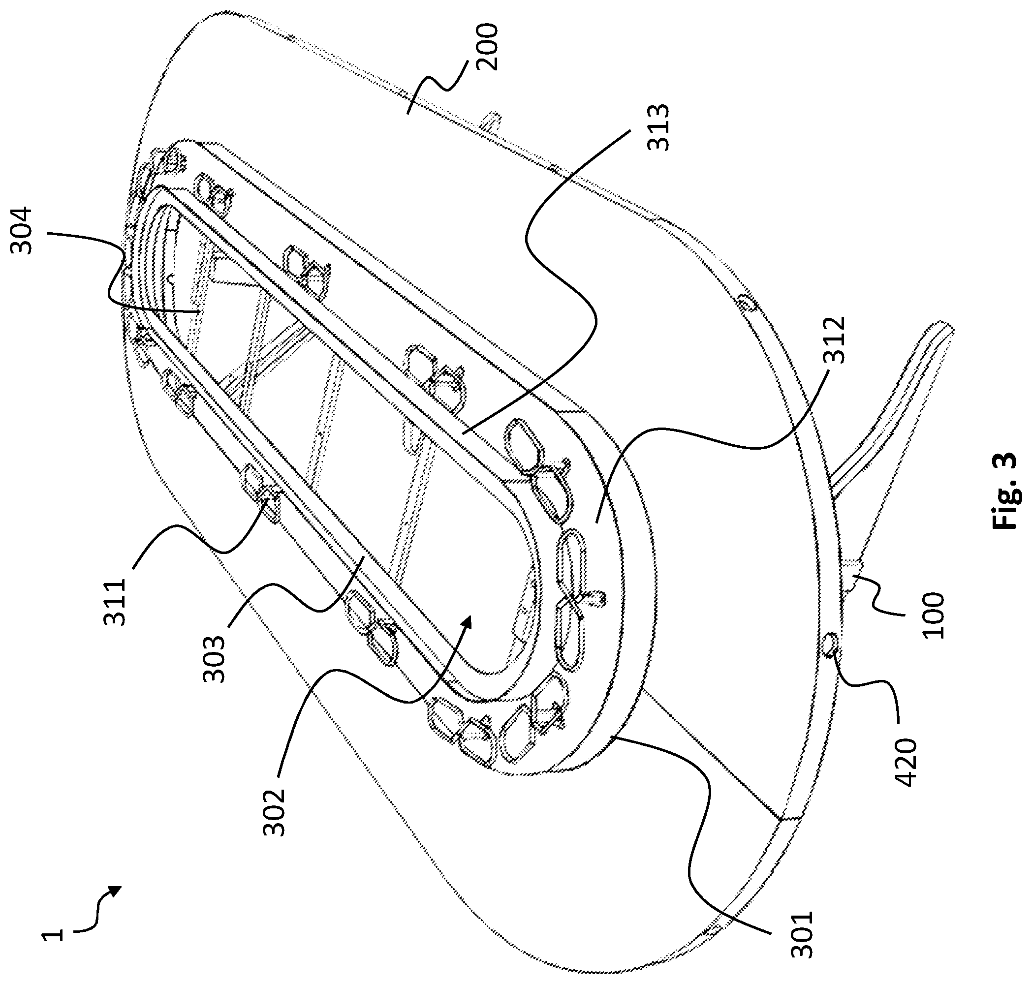 Patent US12569089 Figure 3 – Dining table for heating a food portion