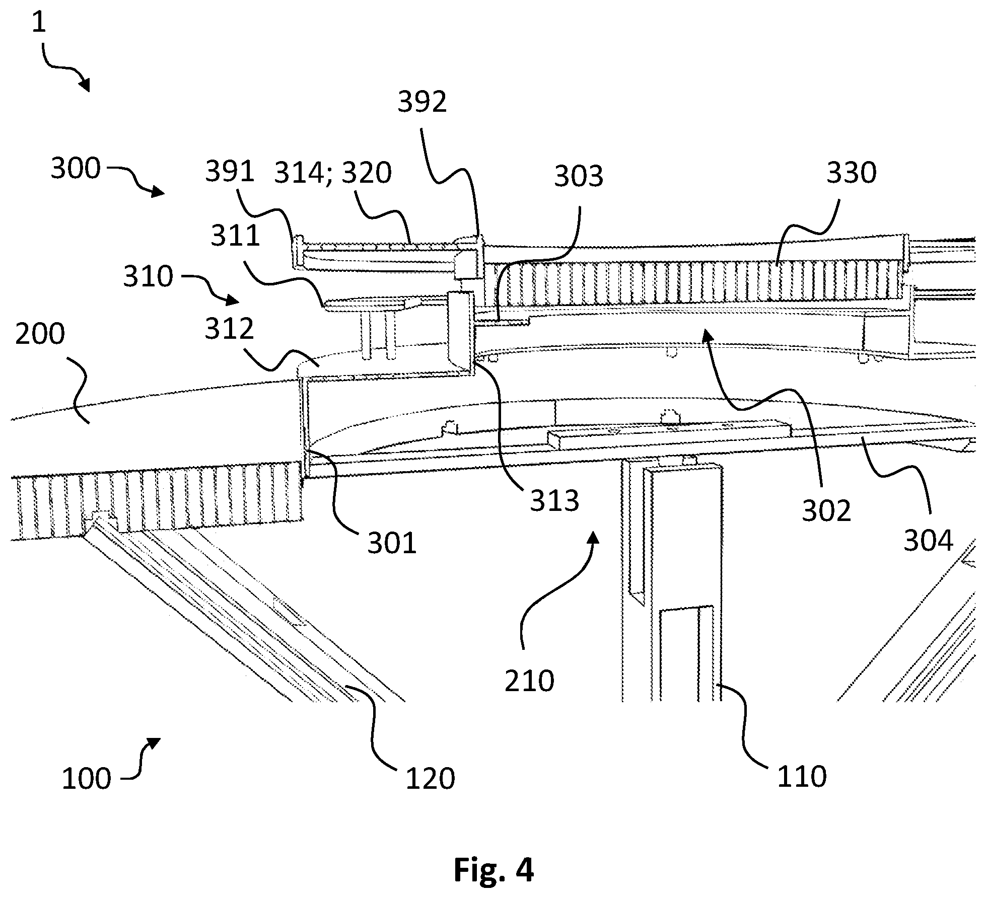 Patent US12569089 Figure 4 – Dining table for heating a food portion
