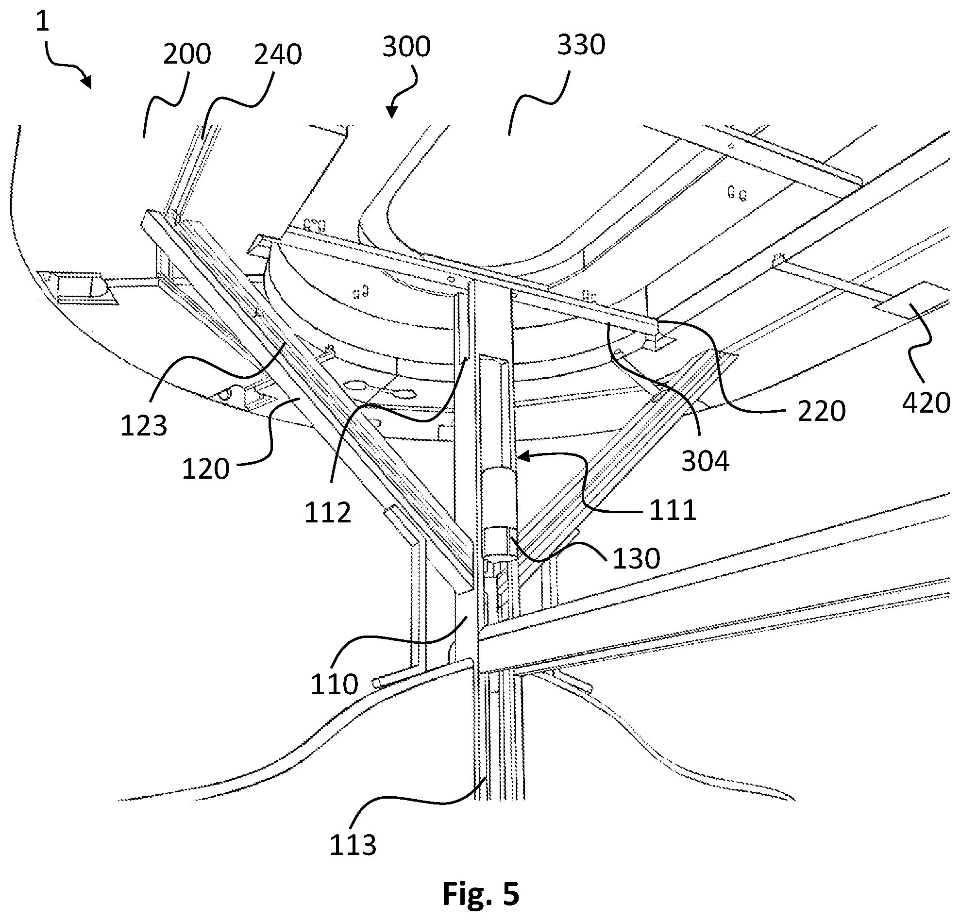 Patent US12569089 Figure 5 – Dining table for heating a food portion