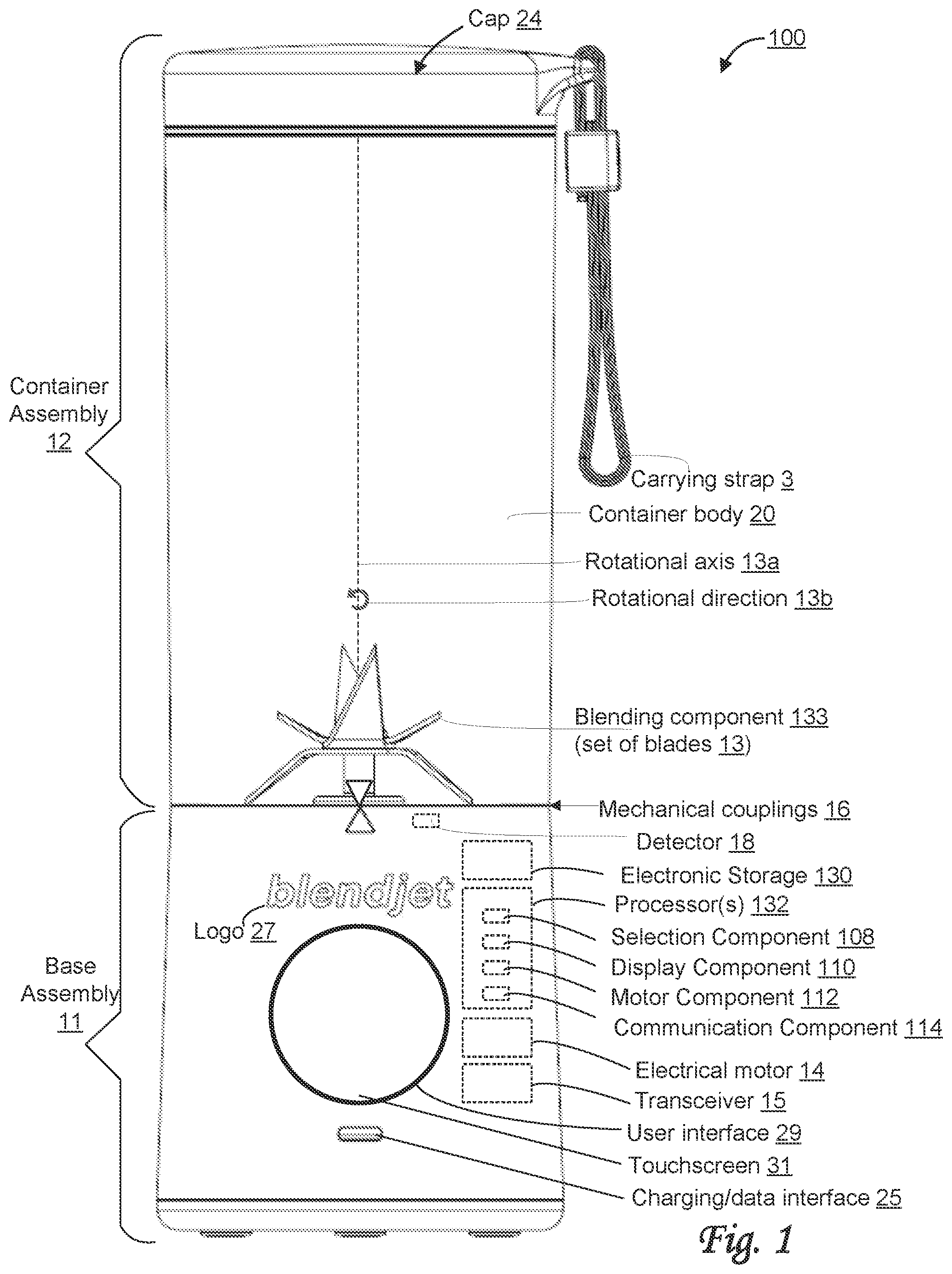 Patent US12569091 Figure 1 – Customizable faces for blender user interface