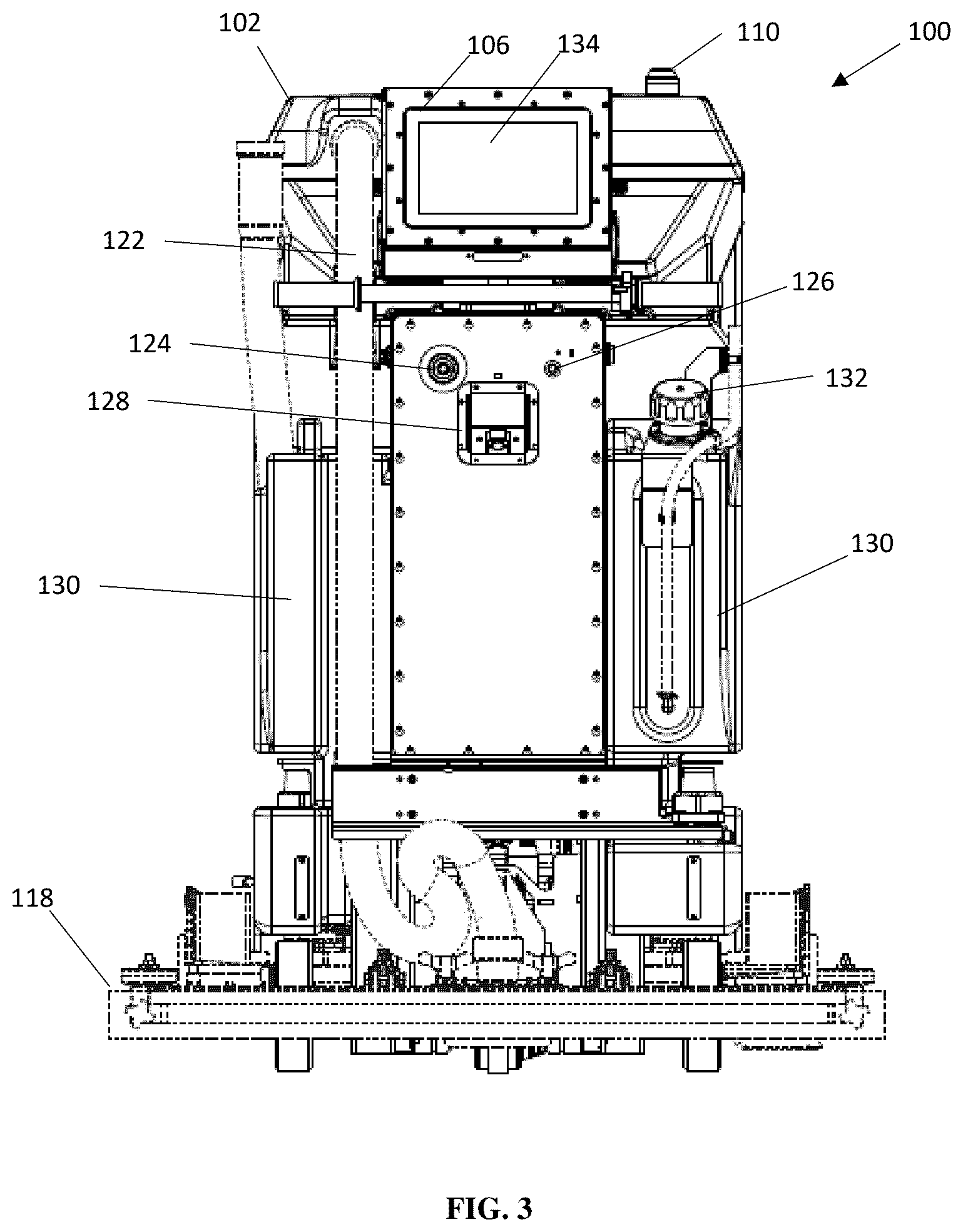 Patent US12569096 Figure 3 – System and method of software and pitch control of a disinfection module for a semi-autonomous cleaning and disinfection device