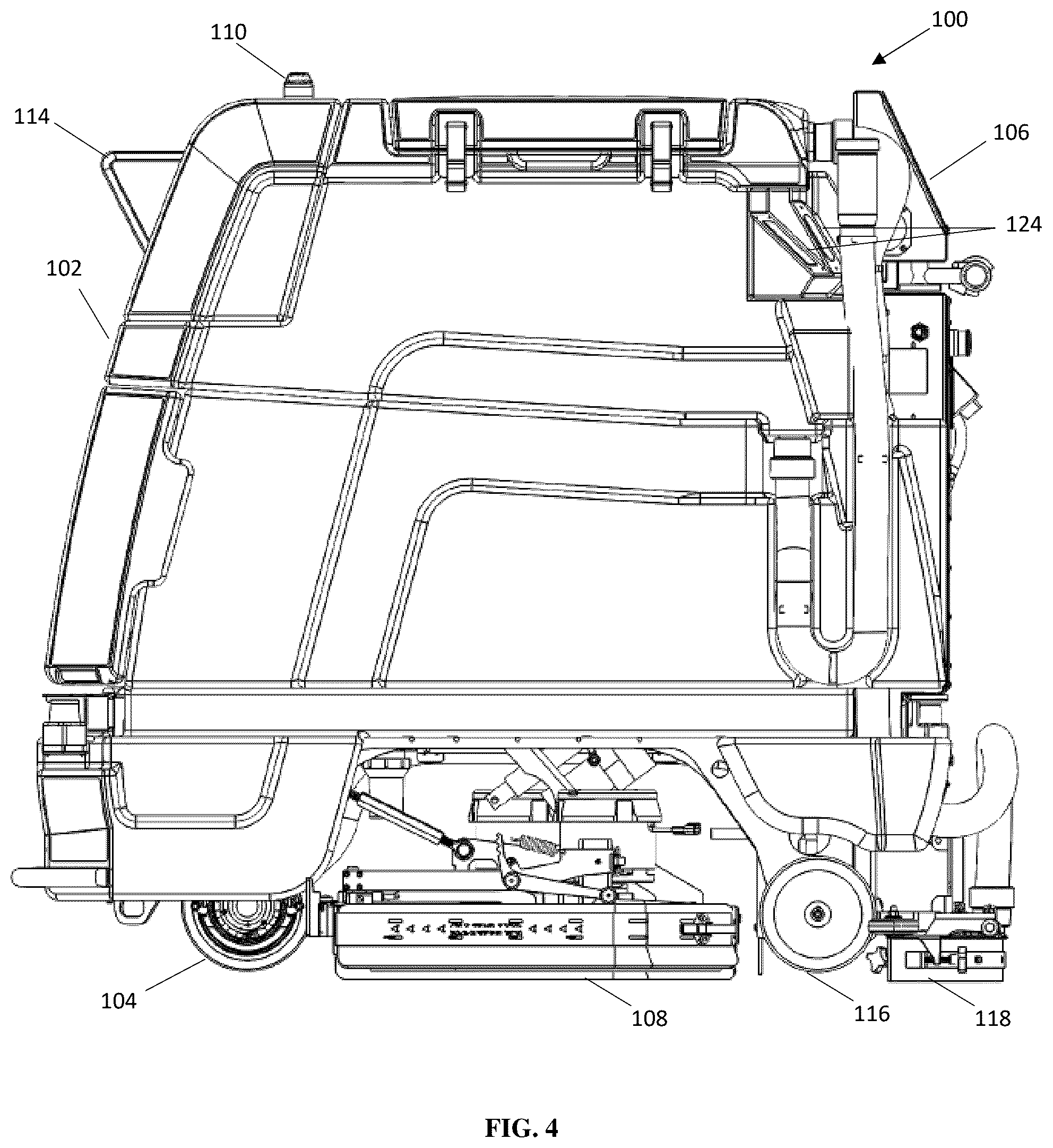 Patent US12569096 Figure 4 – System and method of software and pitch control of a disinfection module for a semi-autonomous cleaning and disinfection device