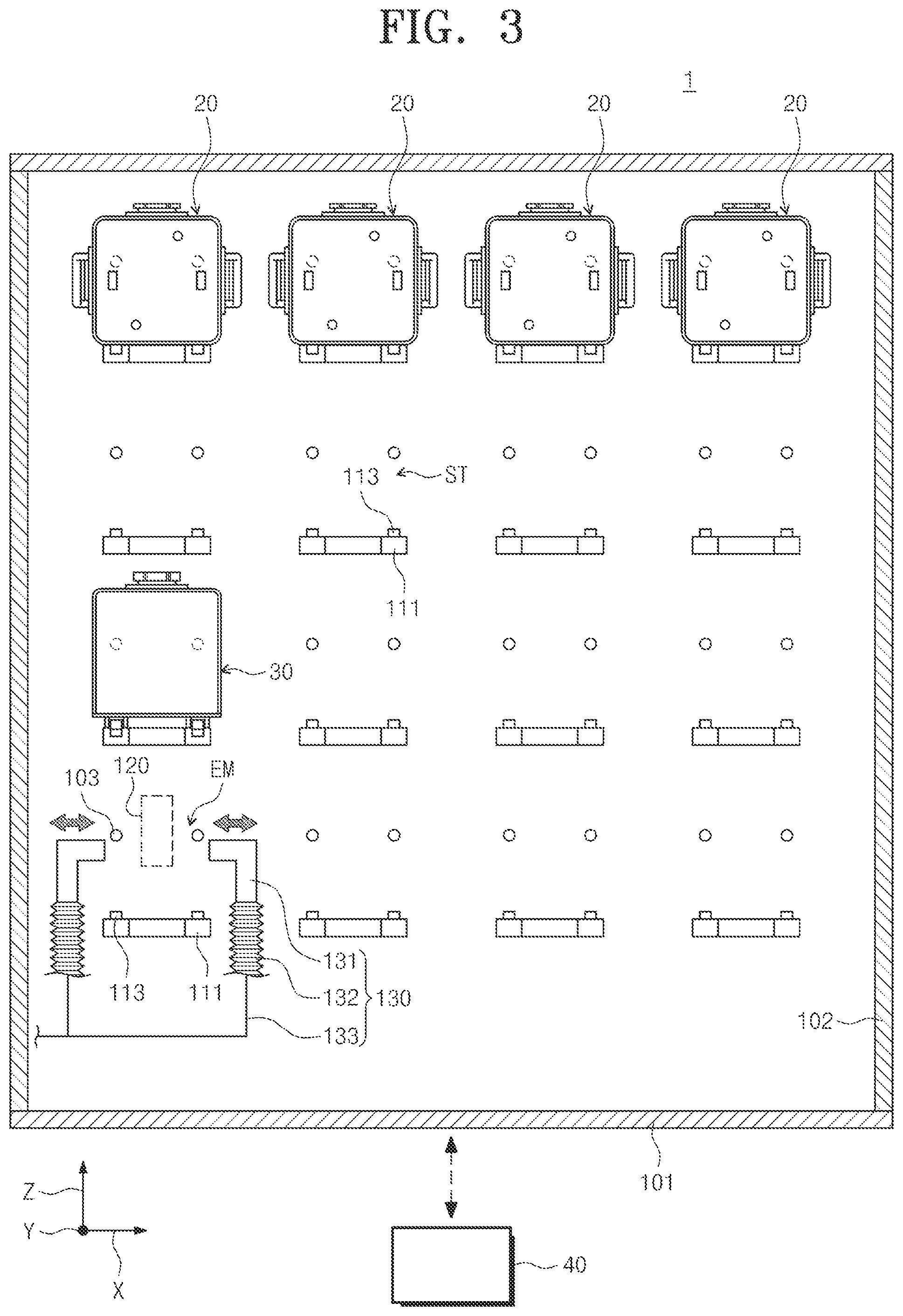 Patent US12569097 Figure 3 – Cleaning module, storage system, and cleaning method for storage apparatus