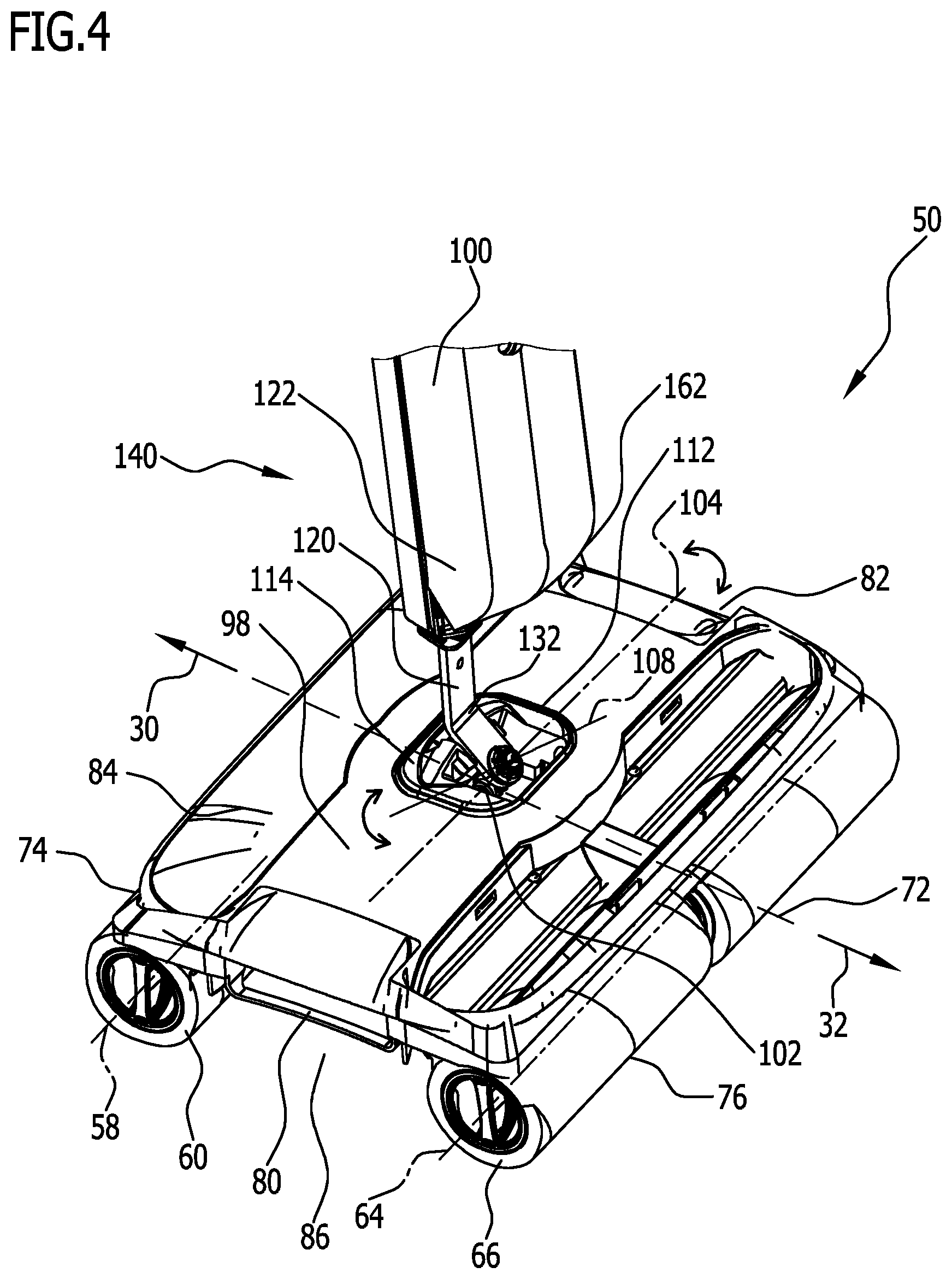 Patent US12569100 Figure 3 – Cleaning machine having joint device and cleaning machine having drive device