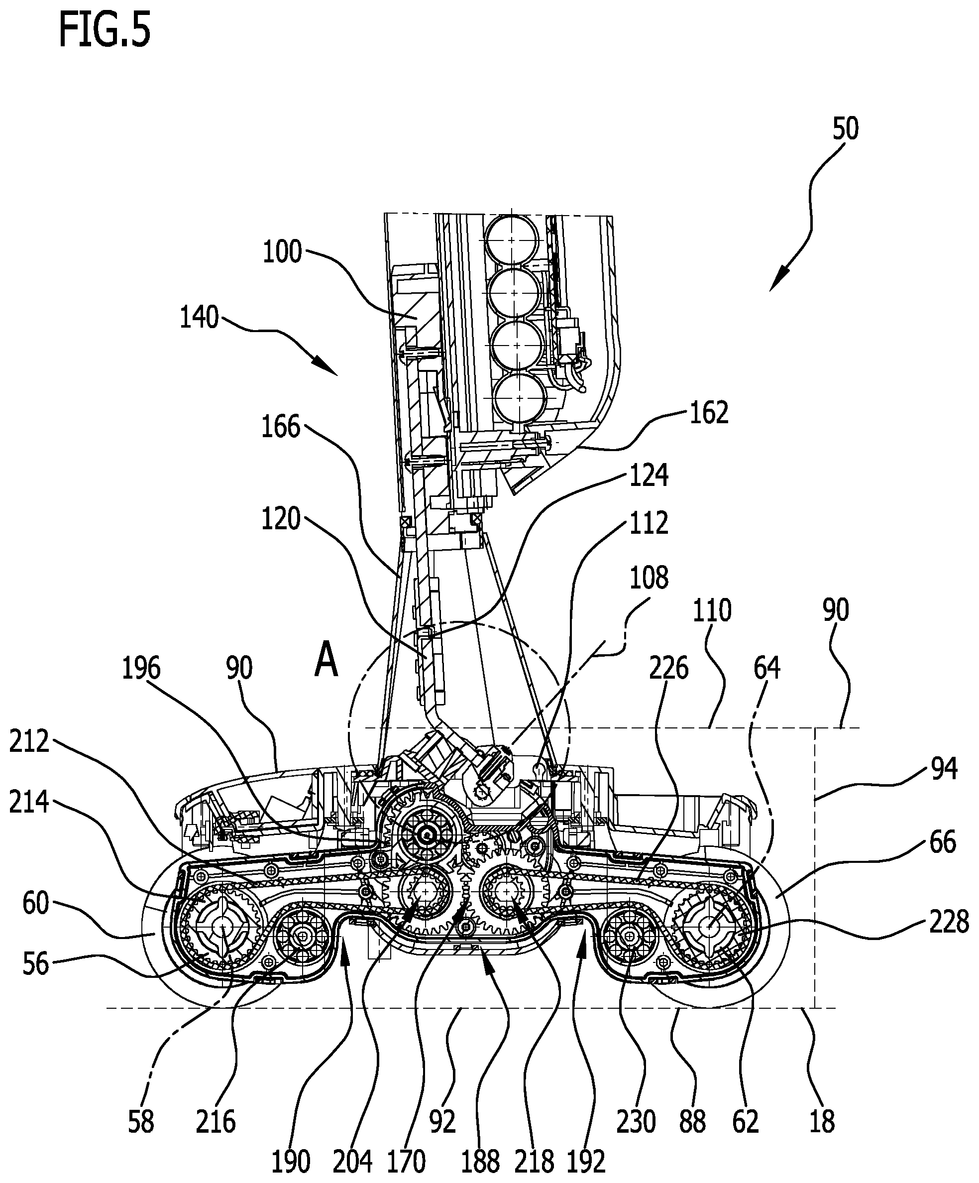 Patent US12569100 Figure 4 – Cleaning machine having joint device and cleaning machine having drive device
