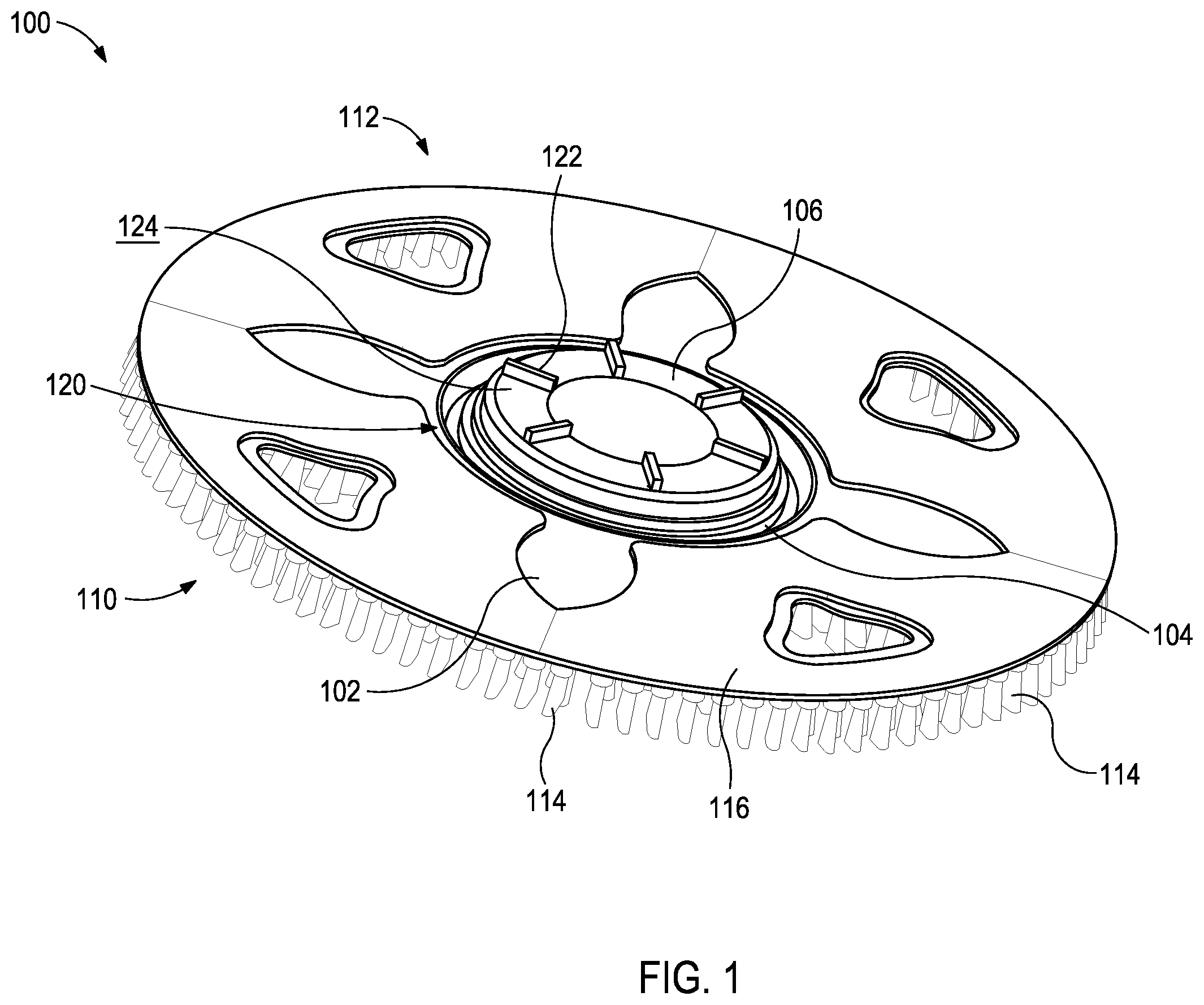 Patent US12569102 Figure 1 – Flexible brush system