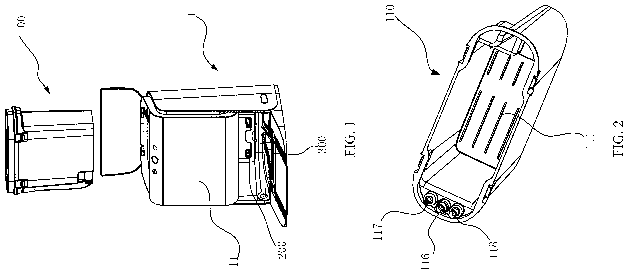 Patent US12569104 Figure 1 – Liquid tank and base station