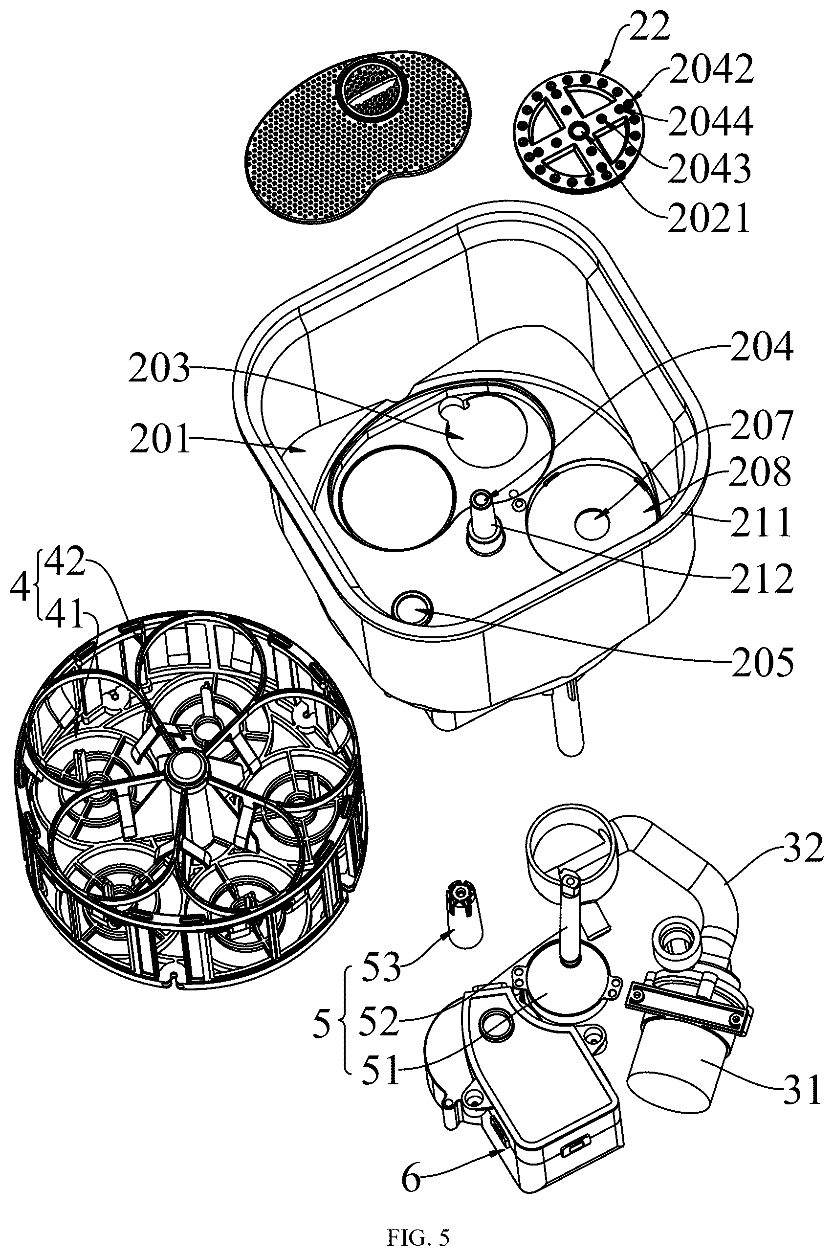 Patent US12569107 Figure 5 – Washing device
