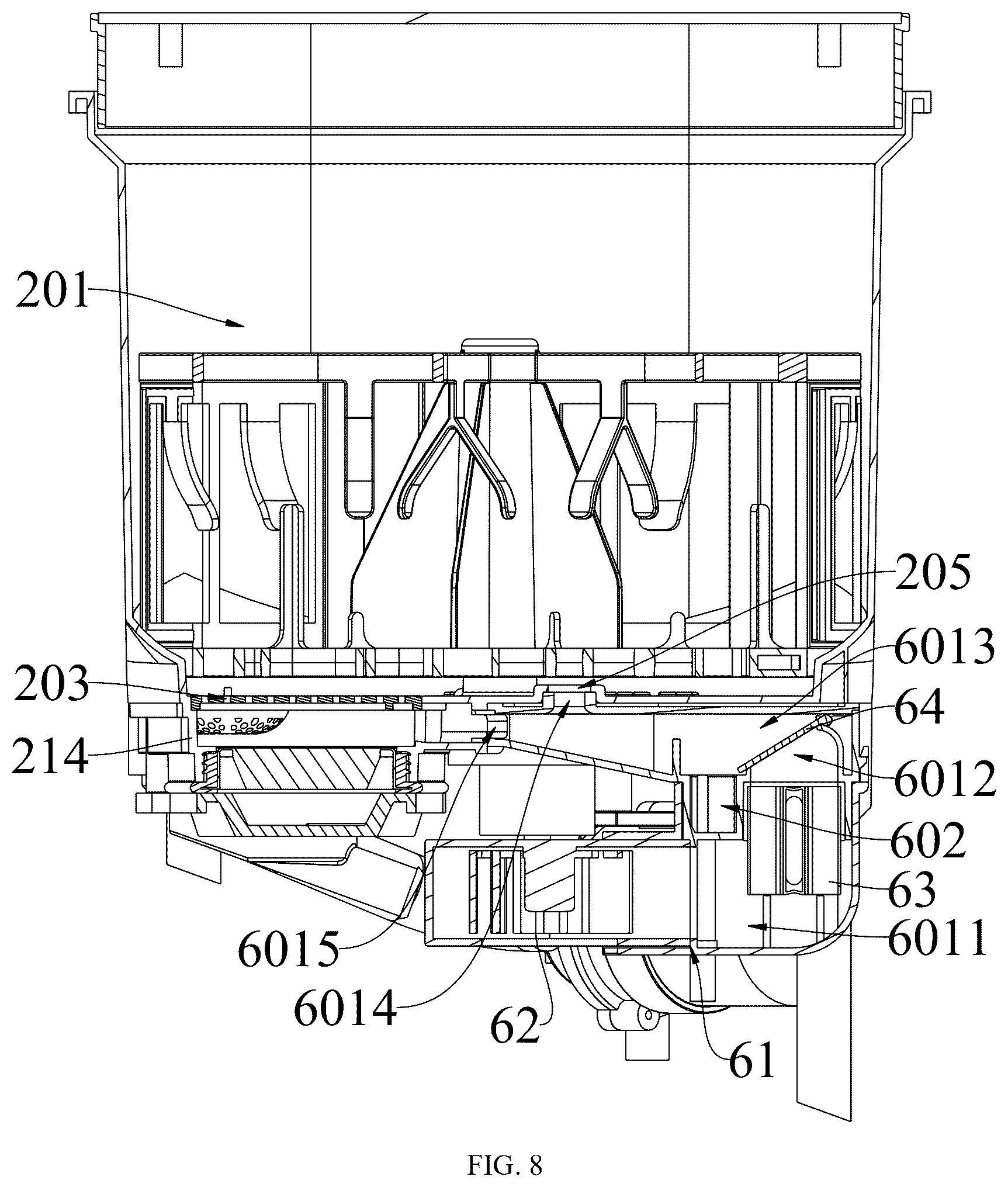Patent US12569107 Figure 8 – Washing device