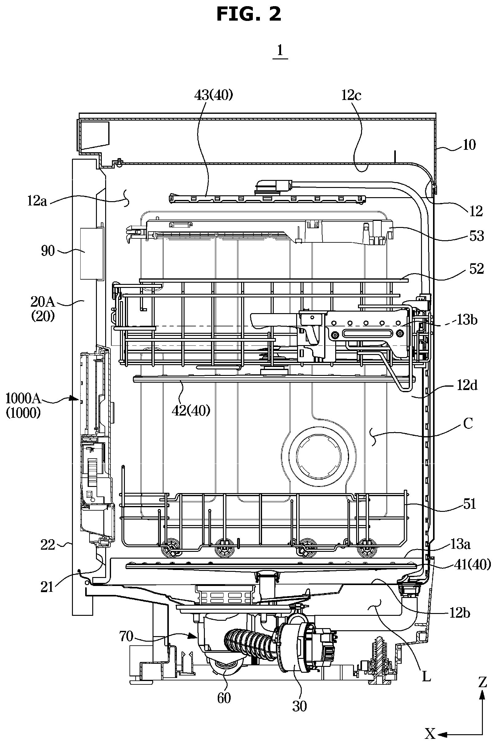 Patent US12569110 Figure 2 – Dishwasher