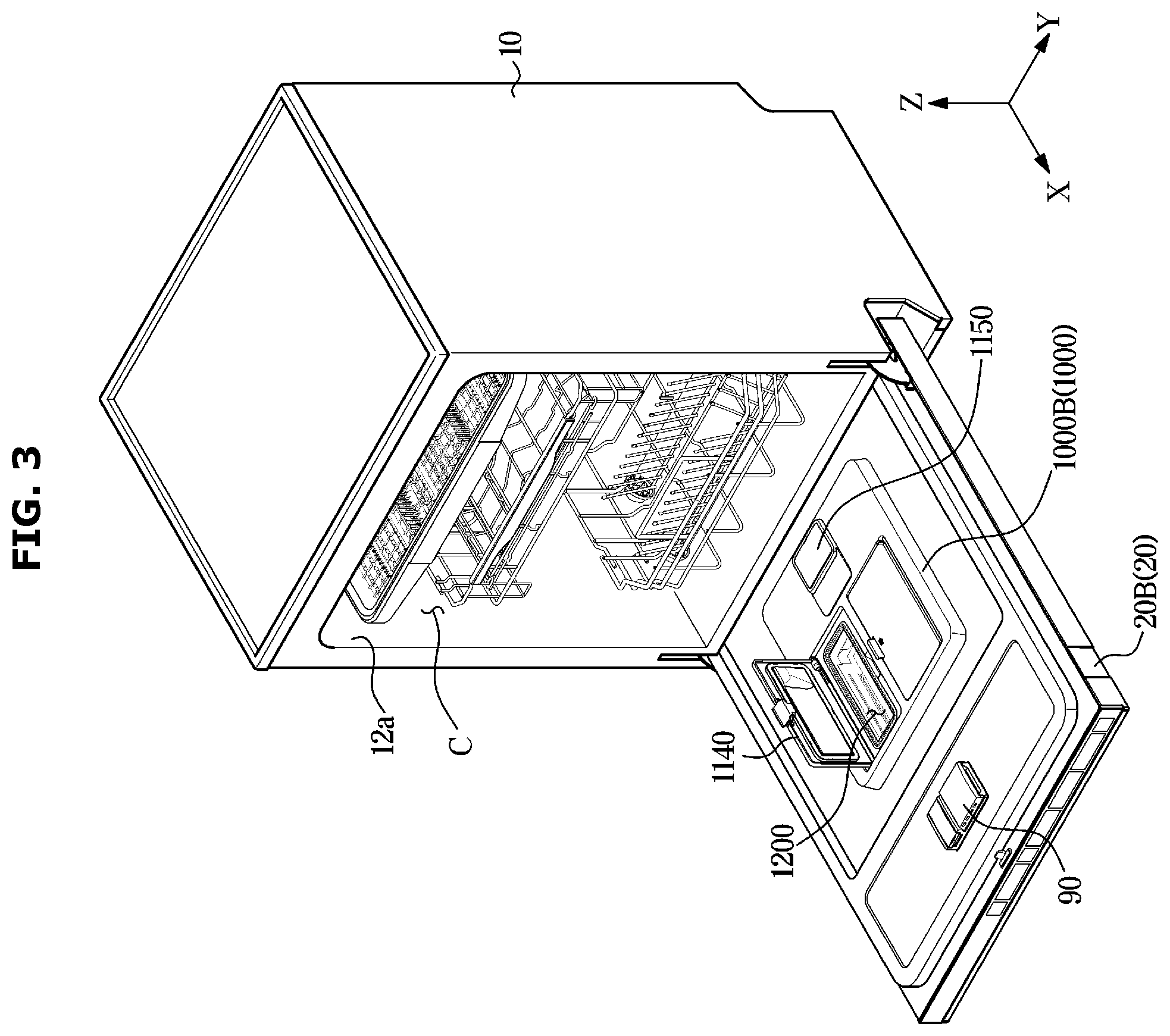 Patent US12569110 Figure 3 – Dishwasher
