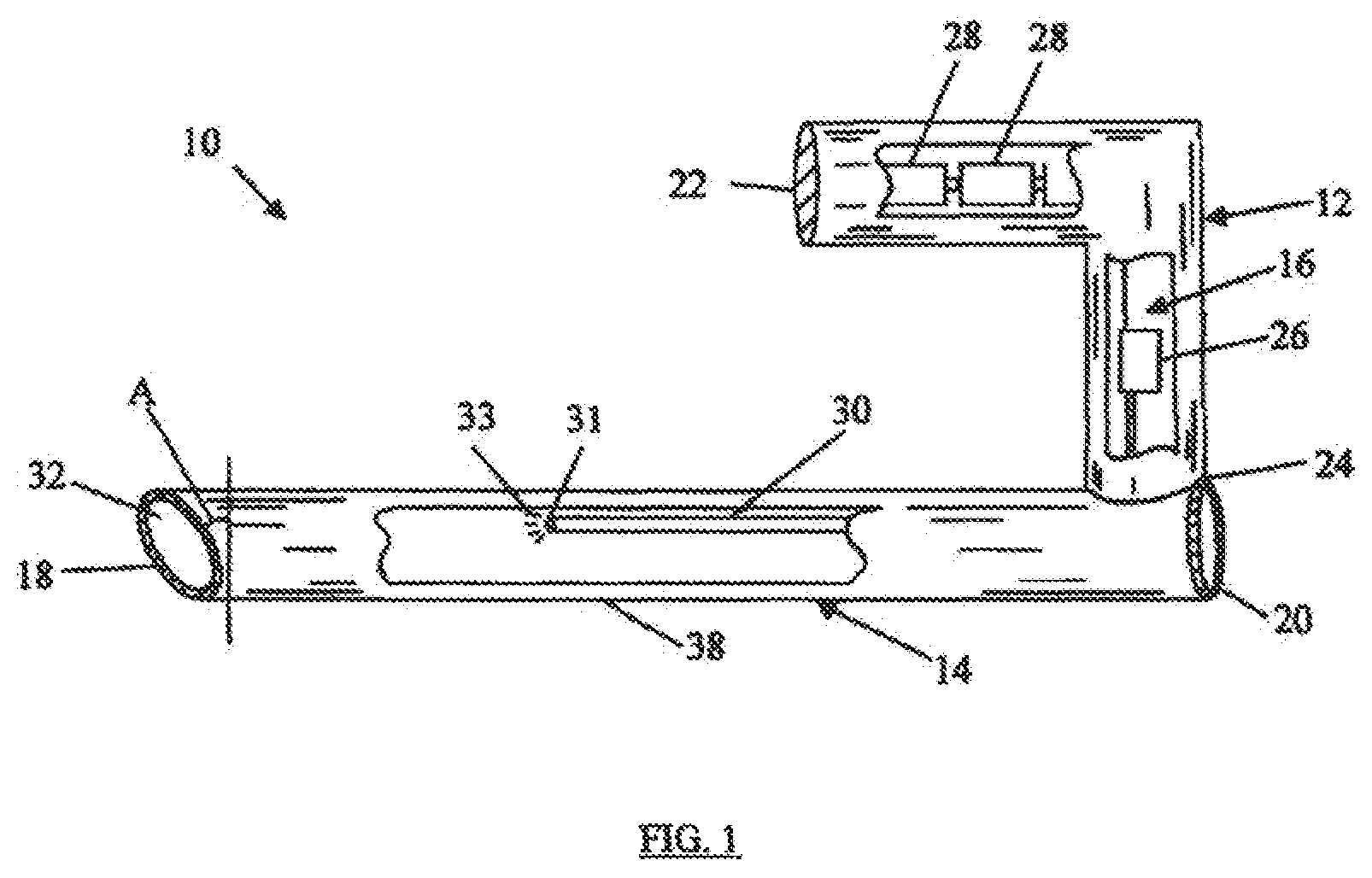 Patent US12569126 Figure 1 – Disposable, self-contained laryngoscope and method of using same