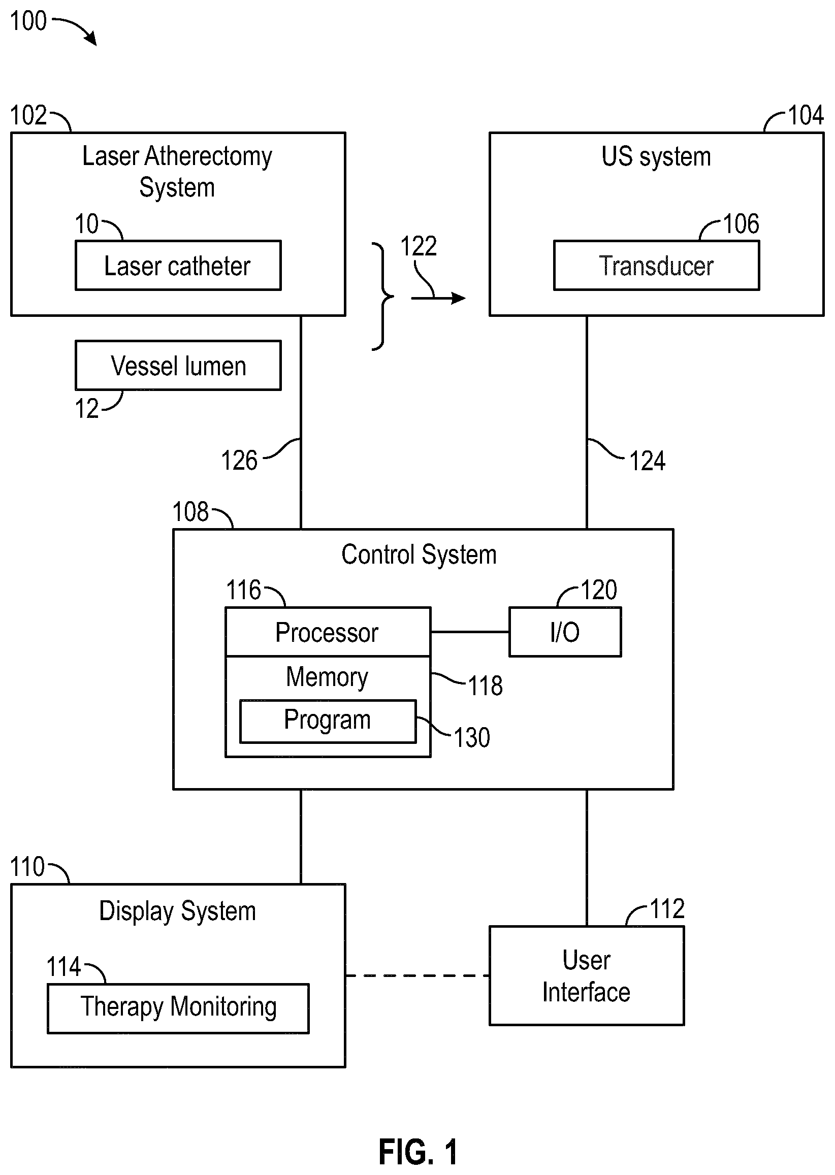 Patent US12569141 Figure 1 – Systems and methods for laser catheter treatment in a vessel lumen