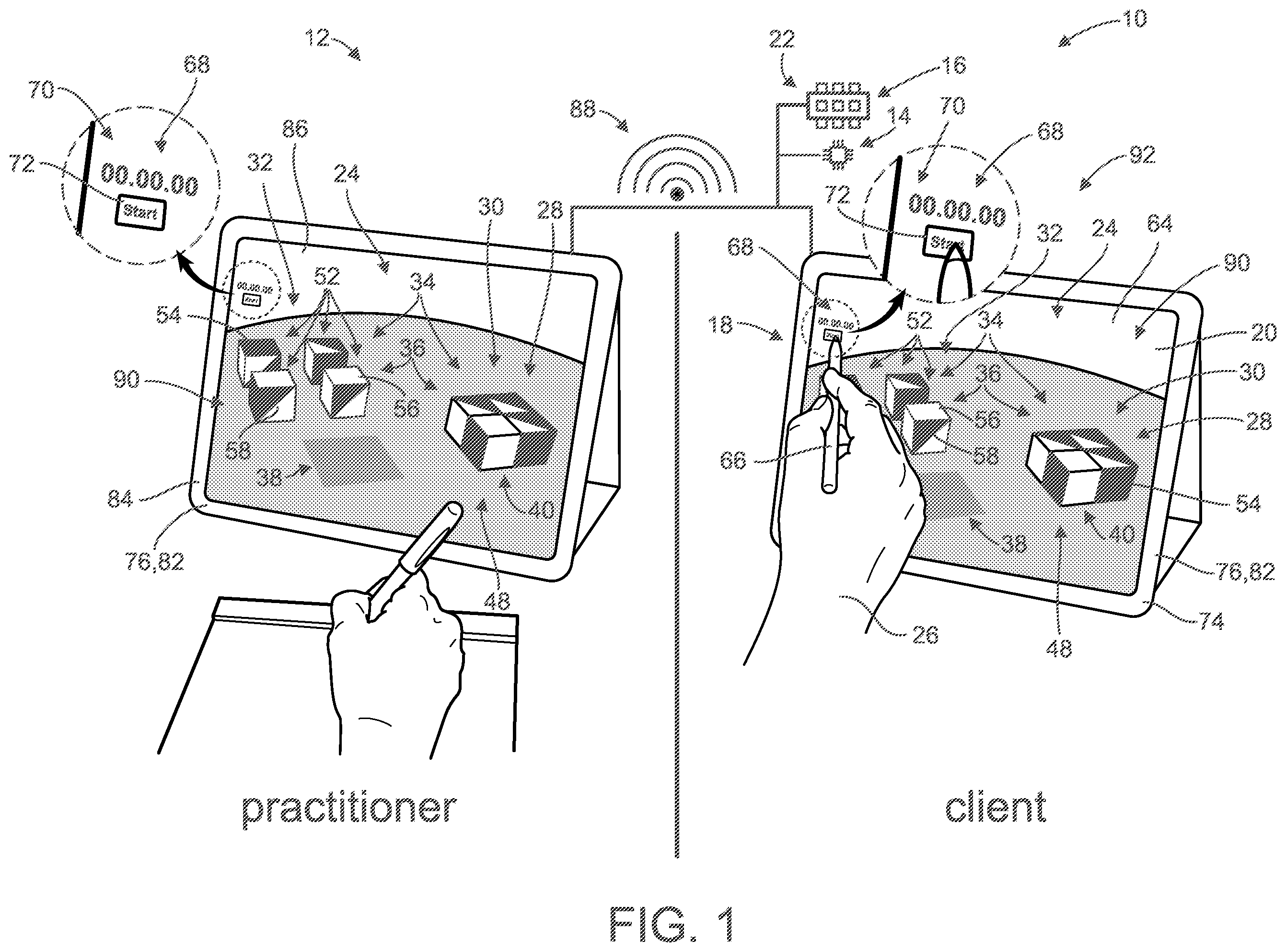 Patent US12569176 Figure 1 – Virtual block test design for psychology testing and method of use thereof