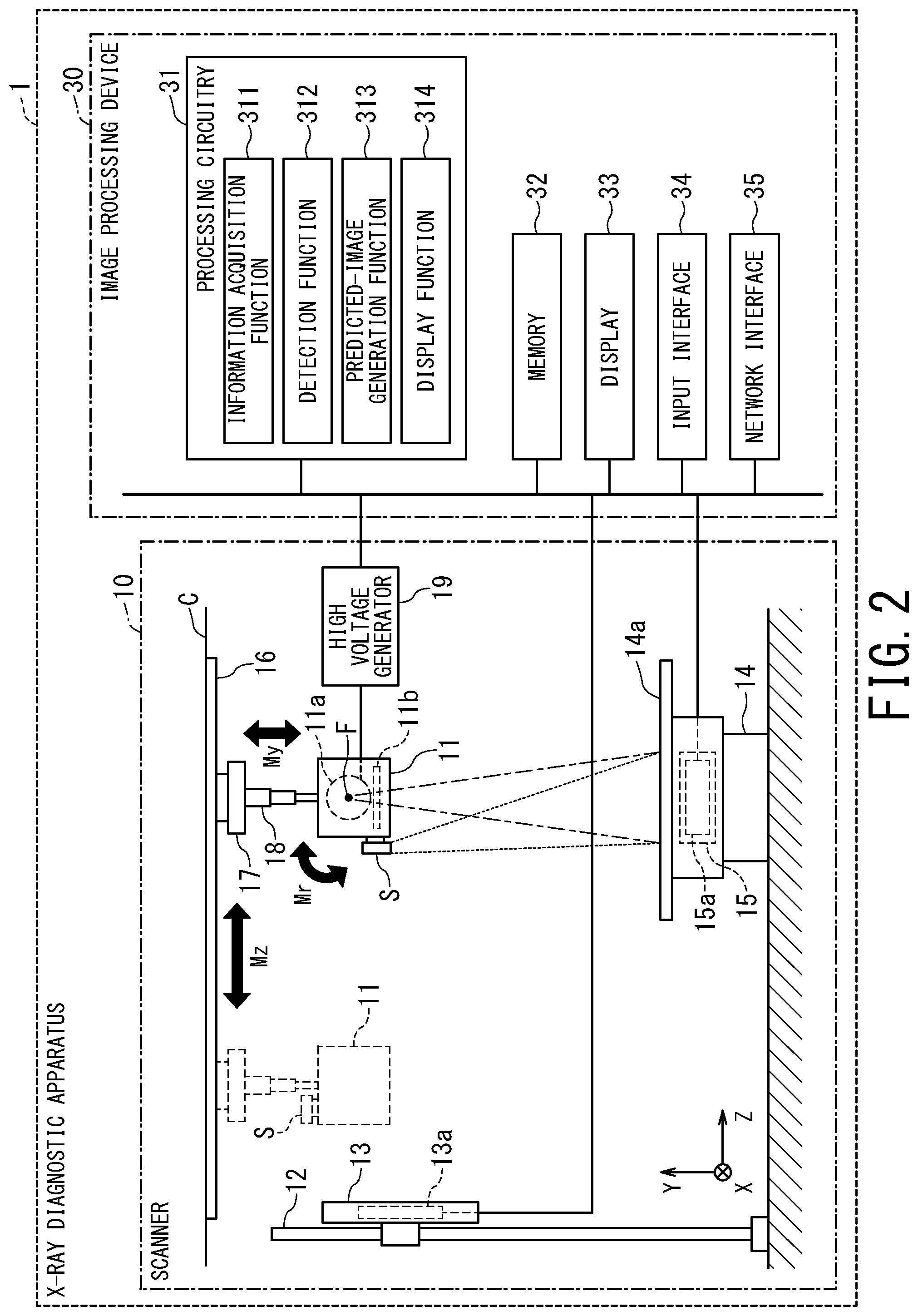 Patent US12569211 Figure 2 – X-ray diagnostic apparatus and image processing method