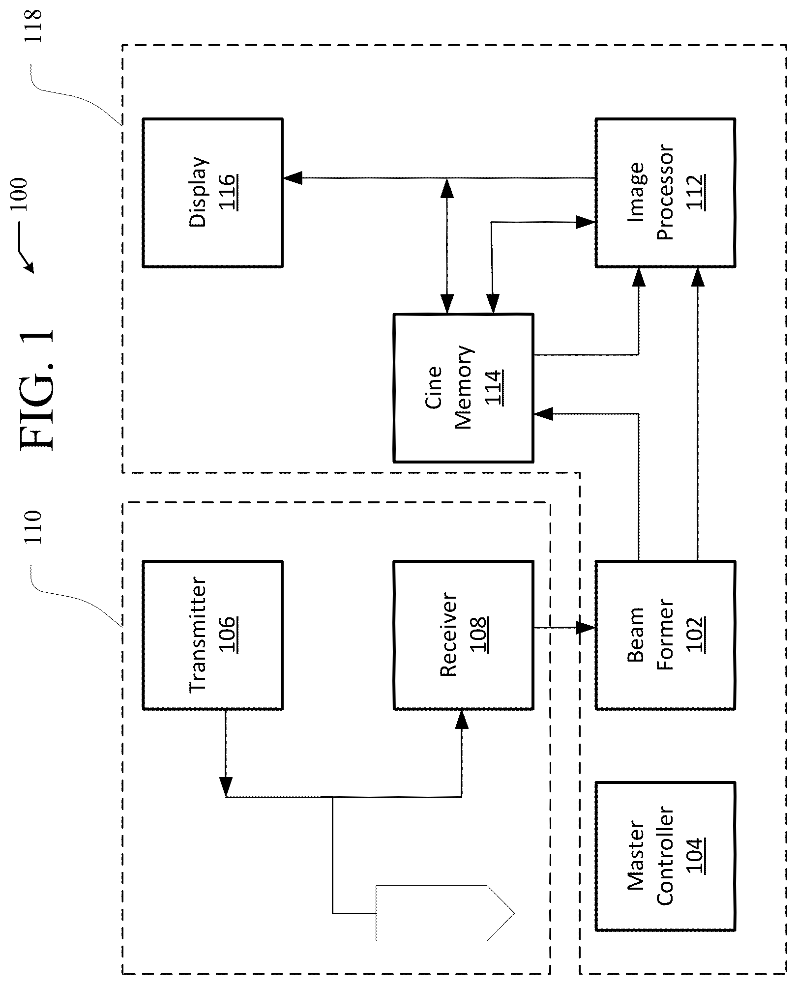 Patent US12569223 Figure 1 – Distributed portable ultrasound system