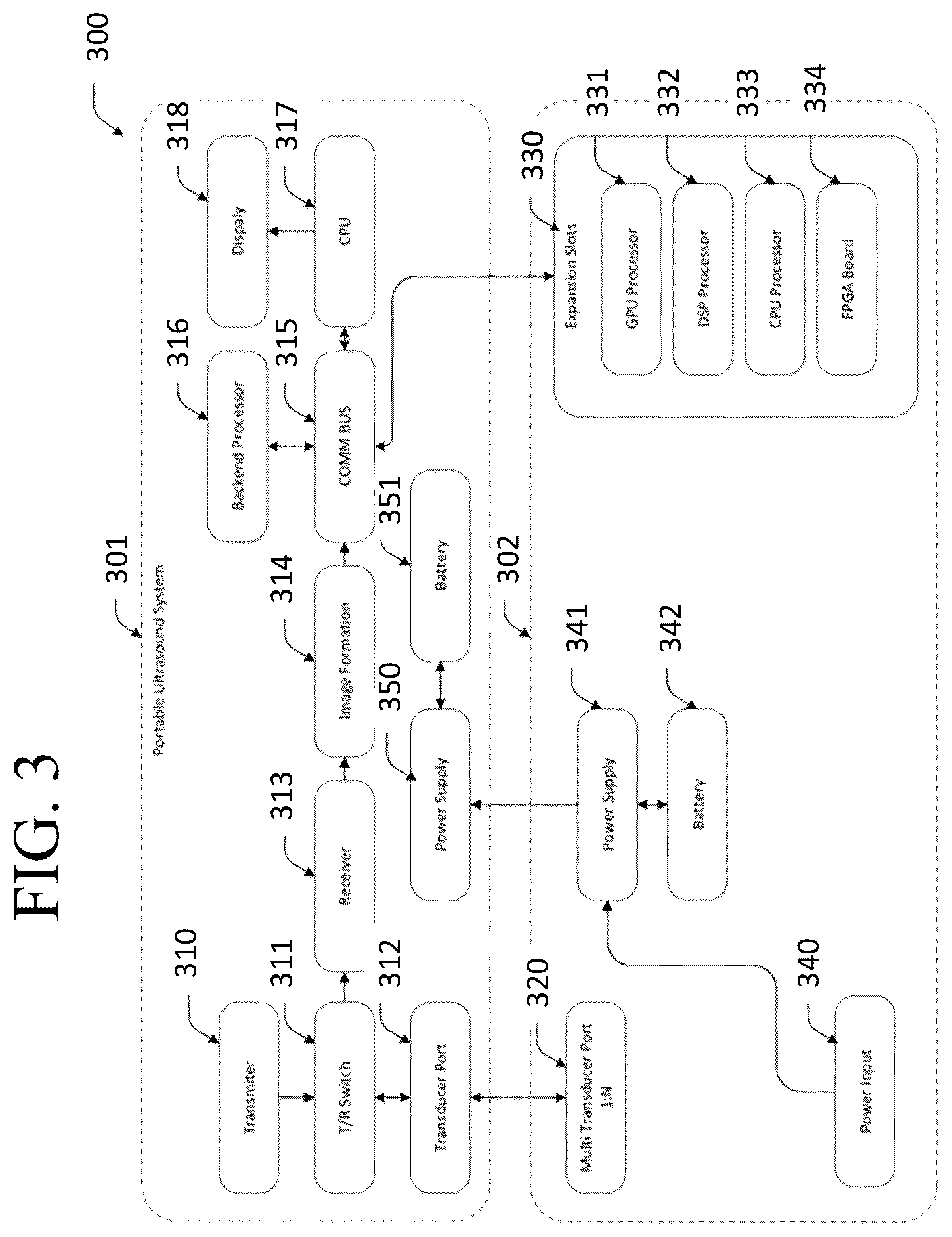 Patent US12569223 Figure 3 – Distributed portable ultrasound system
