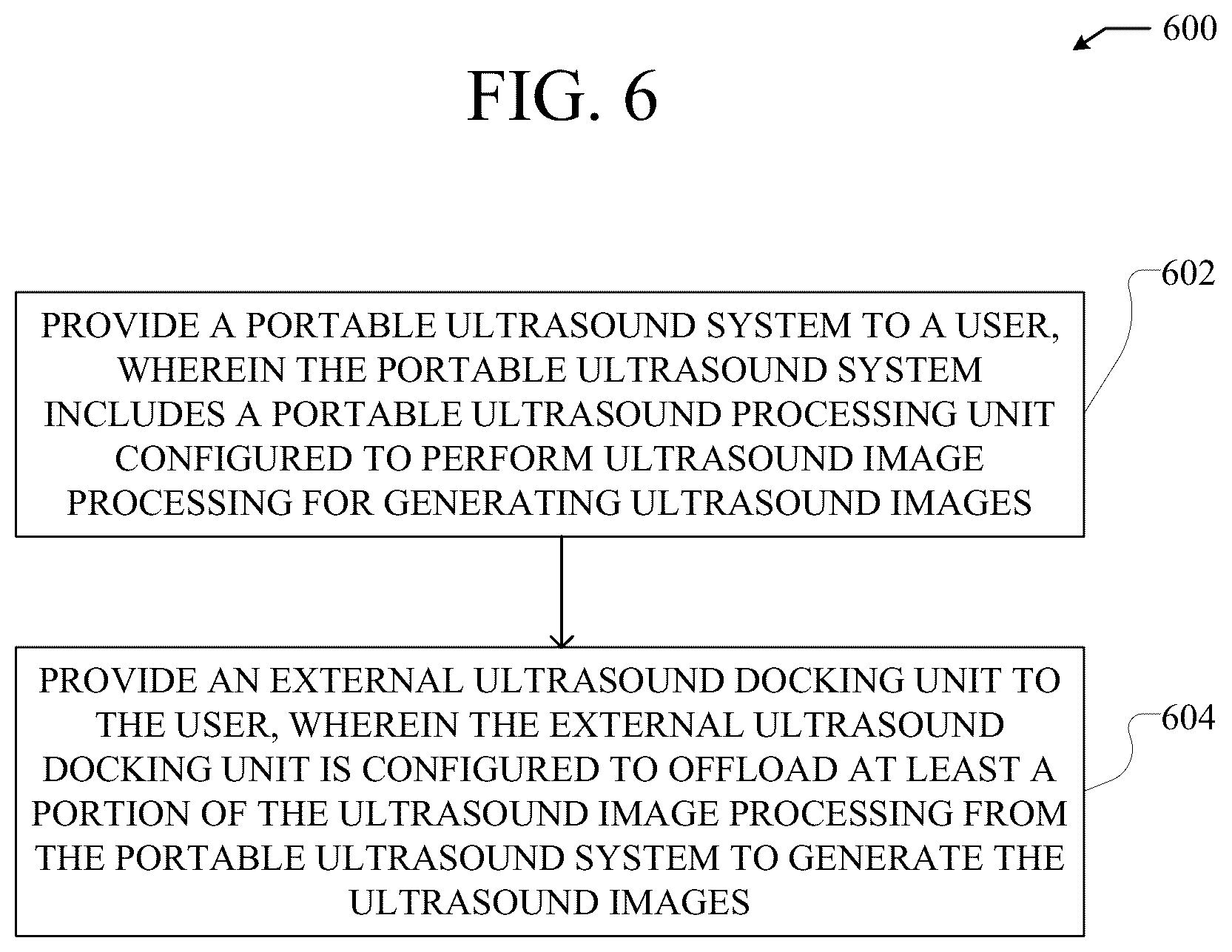 Patent US12569223 Figure 6 – Distributed portable ultrasound system