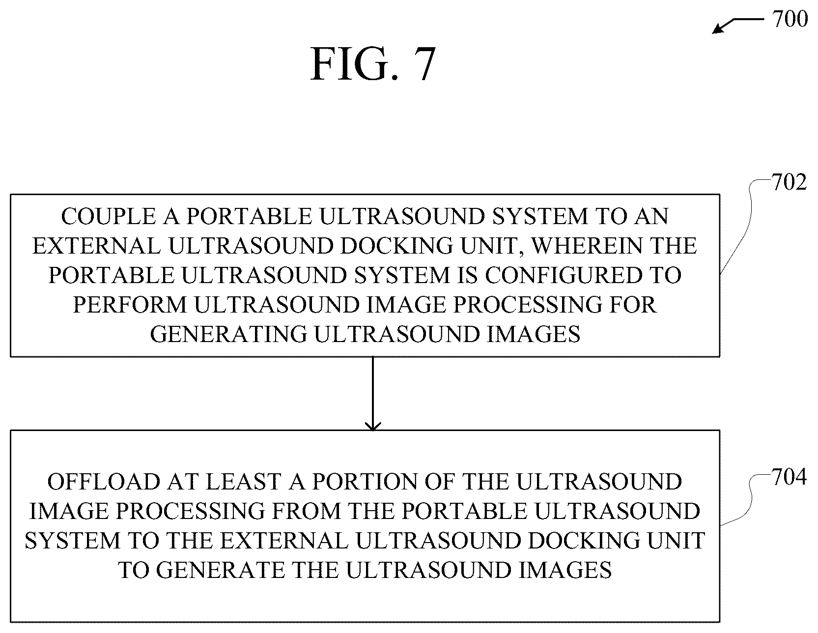 Patent US12569223 Figure 7 – Distributed portable ultrasound system