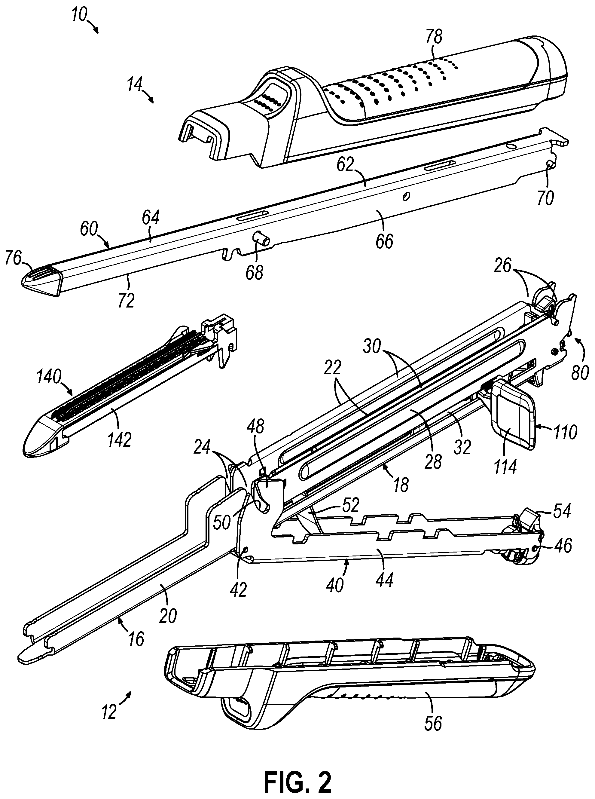 Patent US12569266 Figure 2 – Strain and compression force measurement features for surgical stapler