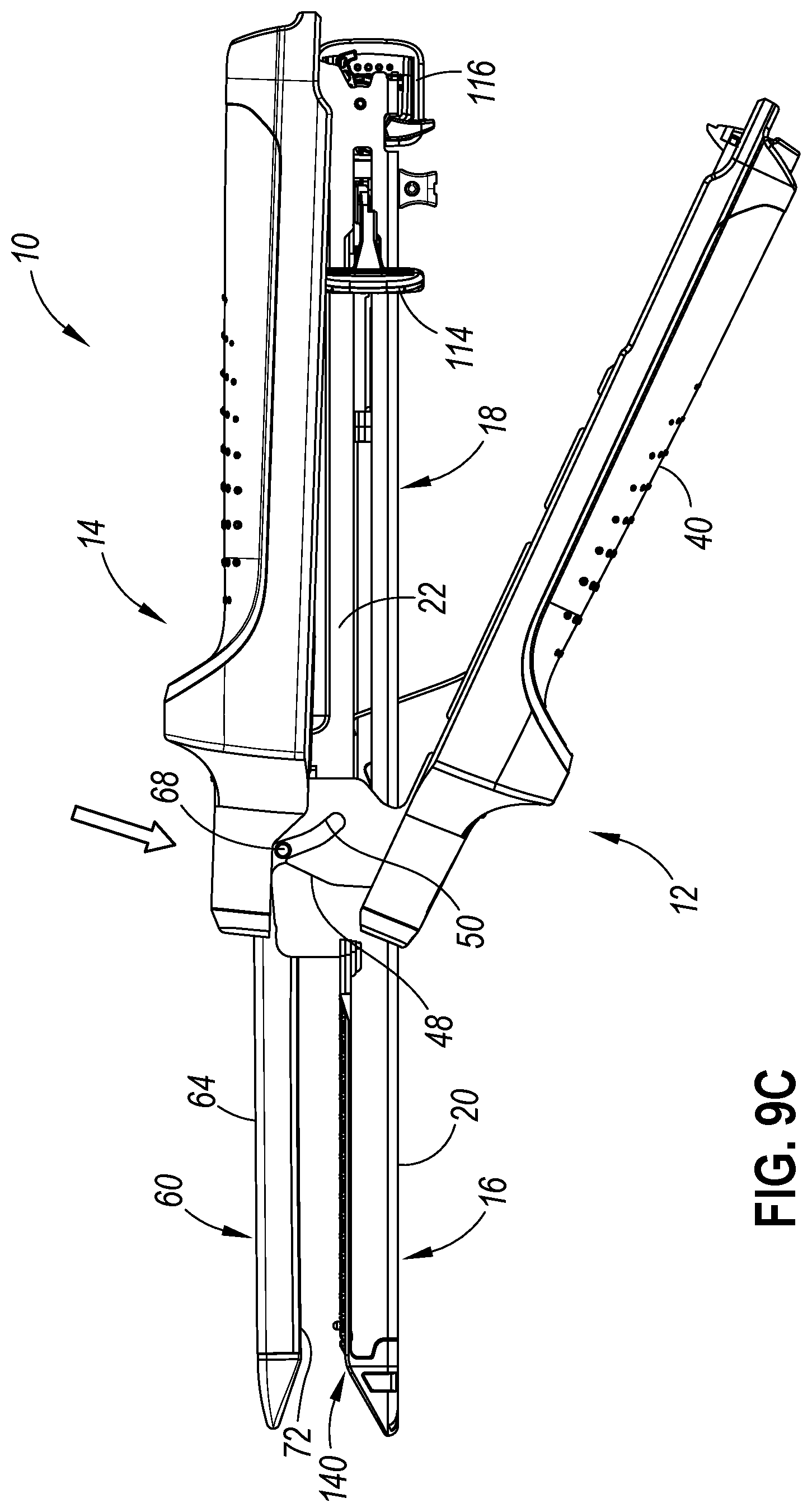 Patent US12569266 Figure 9 – Strain and compression force measurement features for surgical stapler
