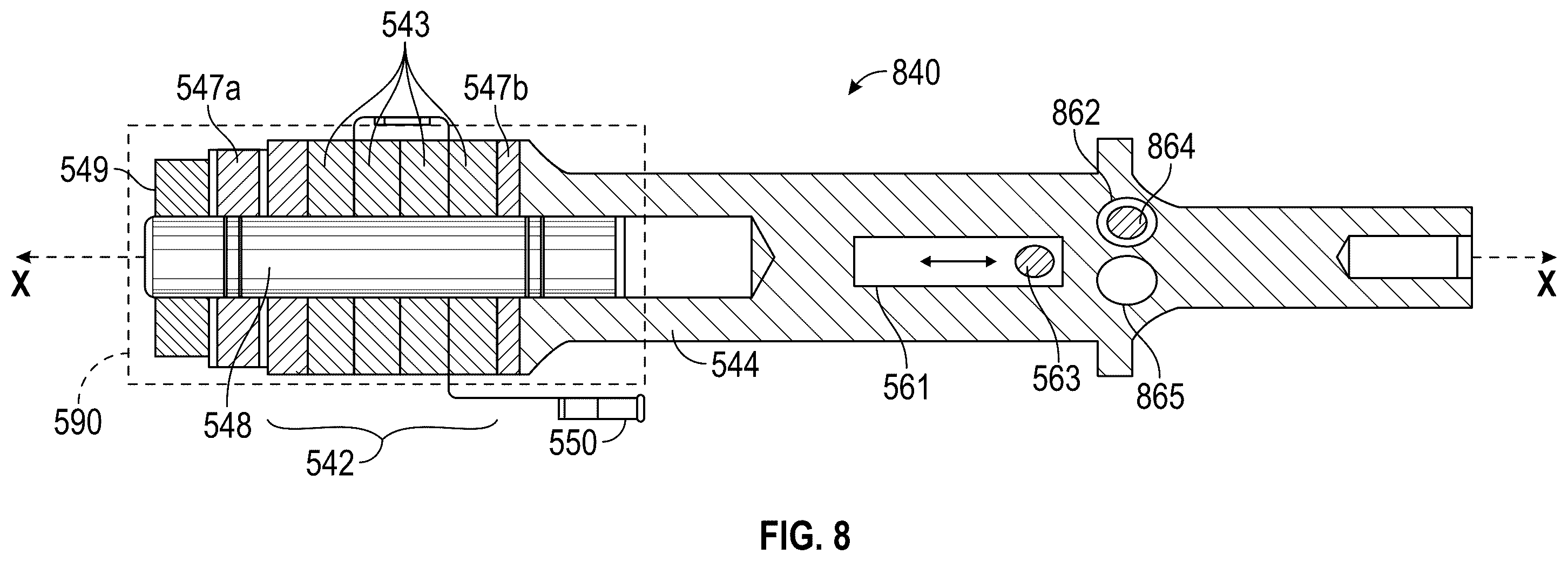 Patent US12569271 Figure 8 – Surgical instruments, systems, and methods incorporating an ultrasonic transducer
