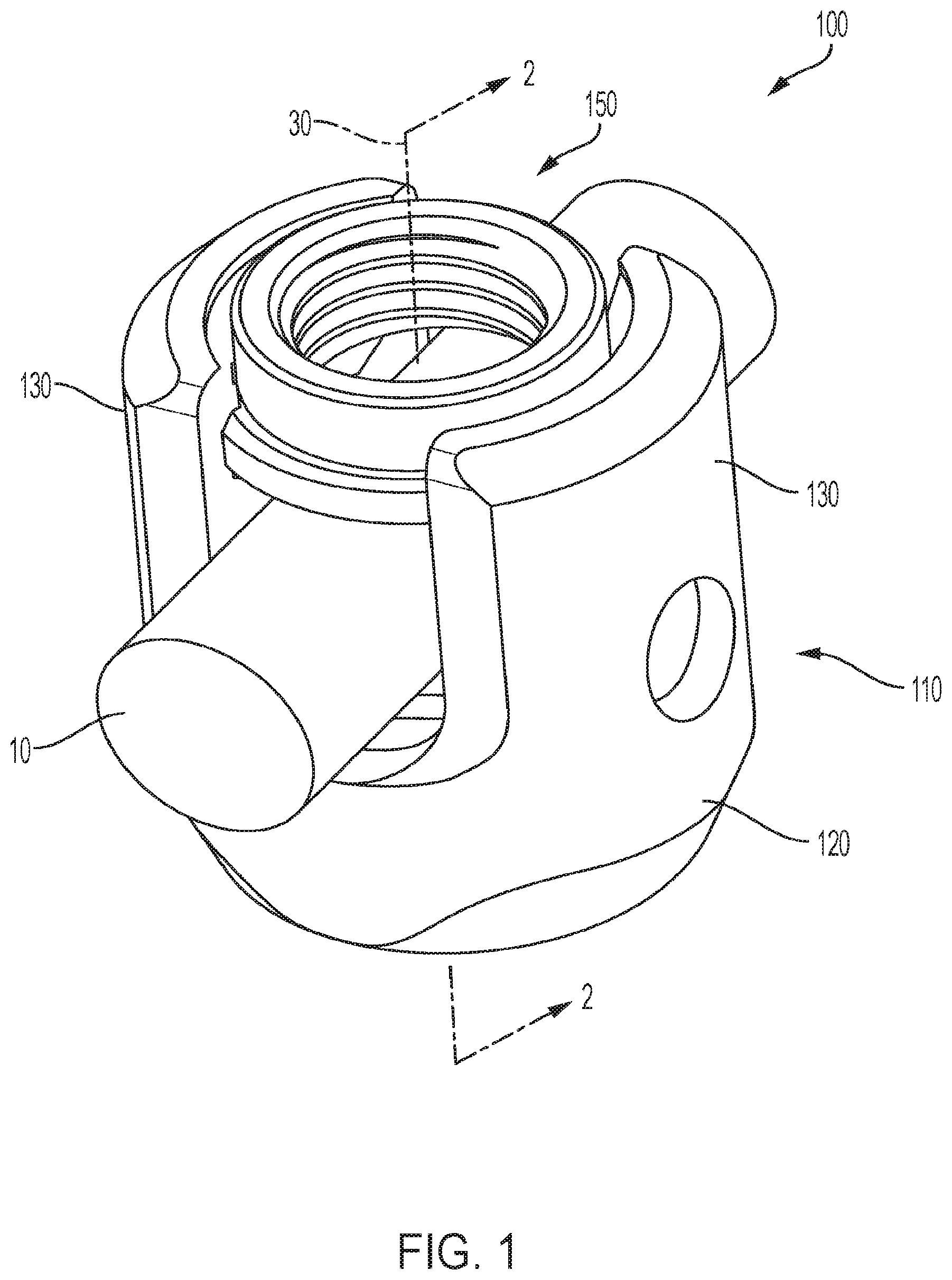 Patent US12569279 Figure 1 – Pop-on-cap assemblies having opposing splay-resisting features and generally reactangular opposing rotation-preventing/rotation-resisting features for spinal surgery