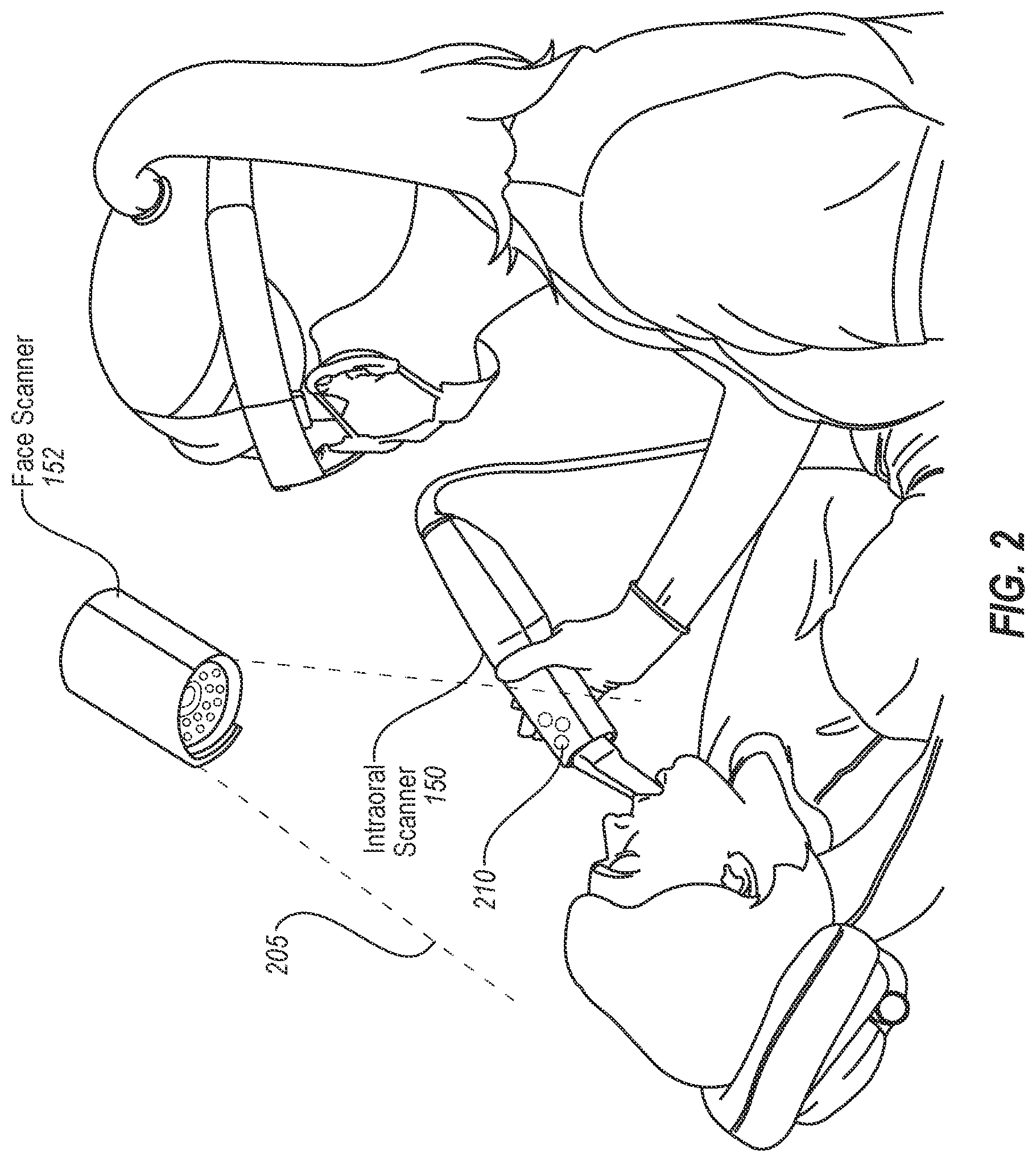 Patent US12569319 Figure 2 – Combined face scanning and intraoral scanning