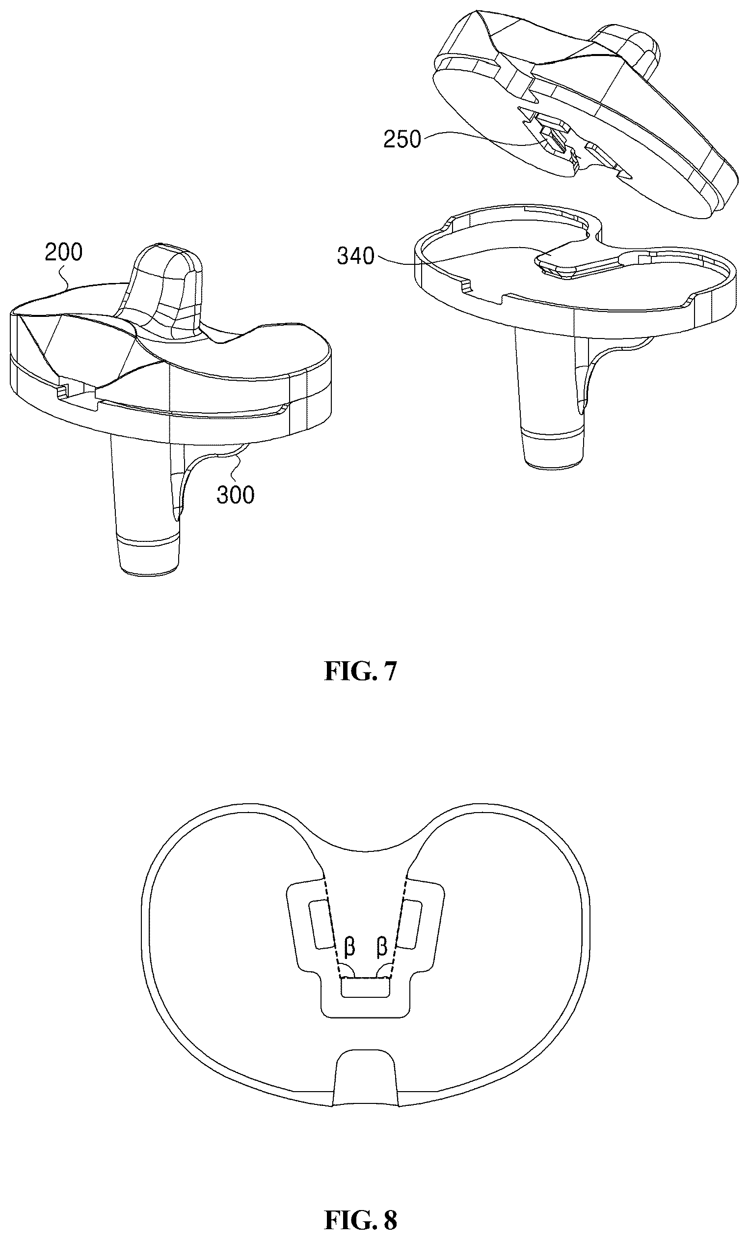 Patent US12569348 Figure 8 – Bearing component for artificial knee joint