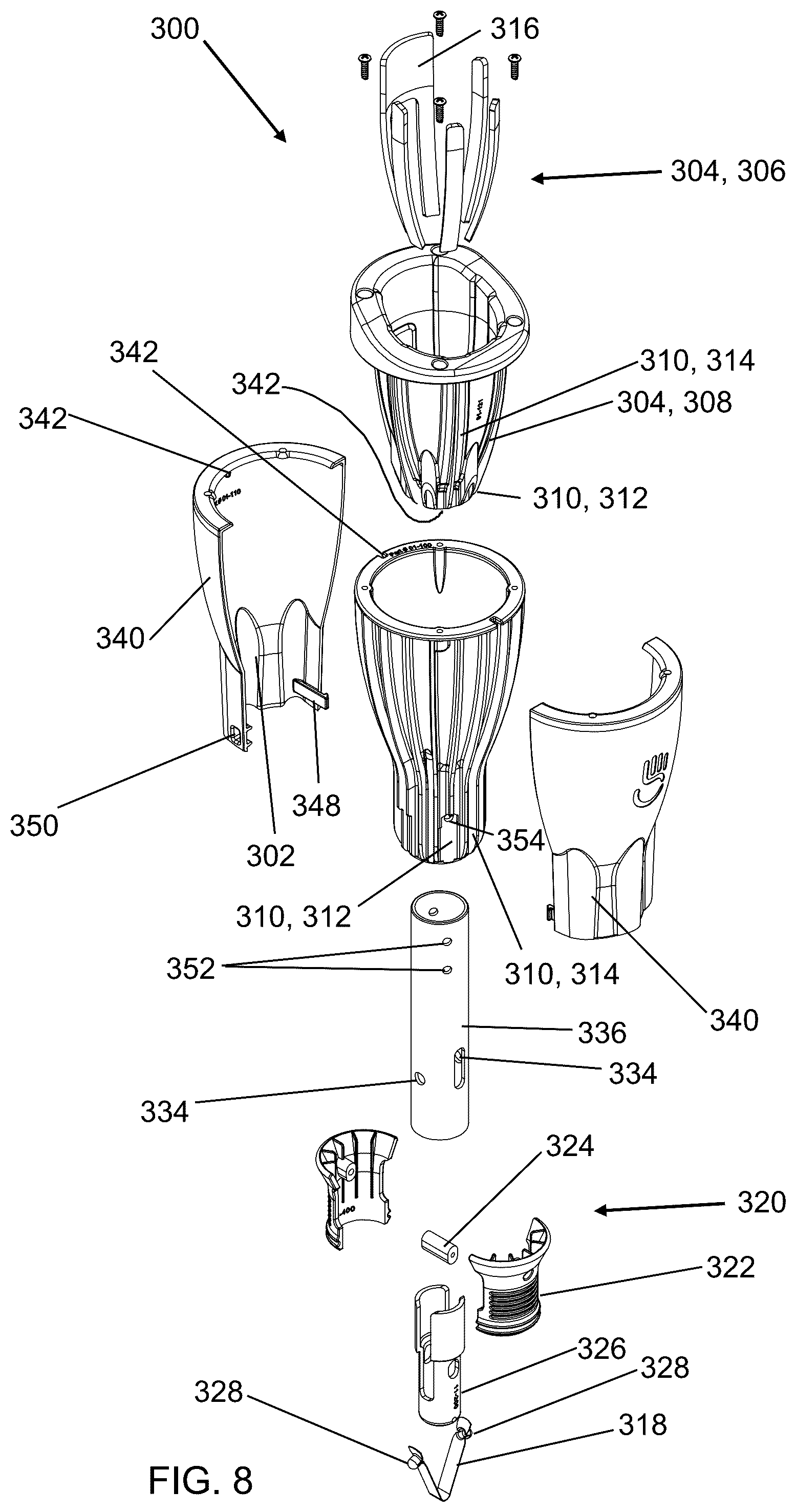 Patent US12569357 Figure 8 – Handle adapter and kit for limb differences