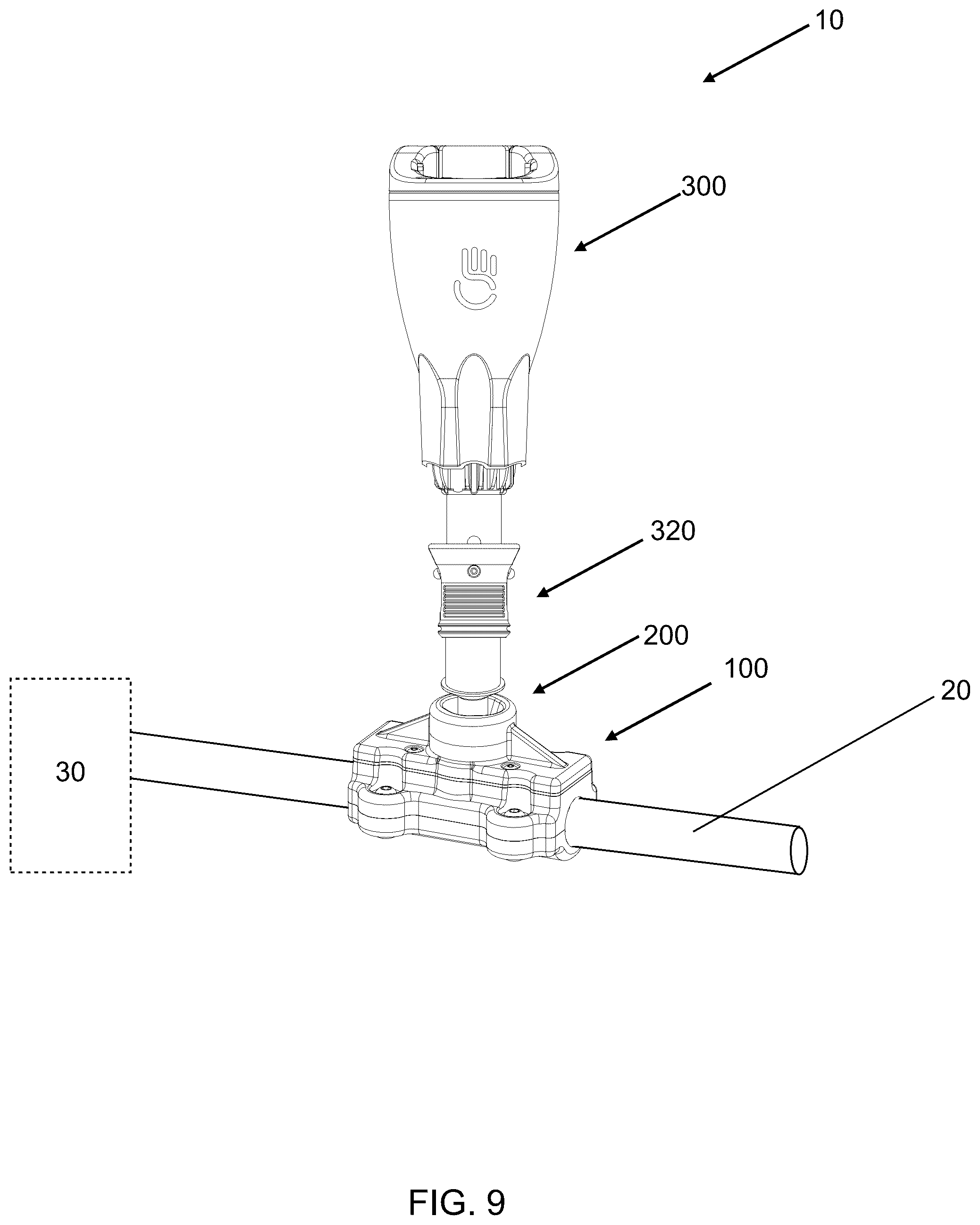 Patent US12569357 Figure 9 – Handle adapter and kit for limb differences