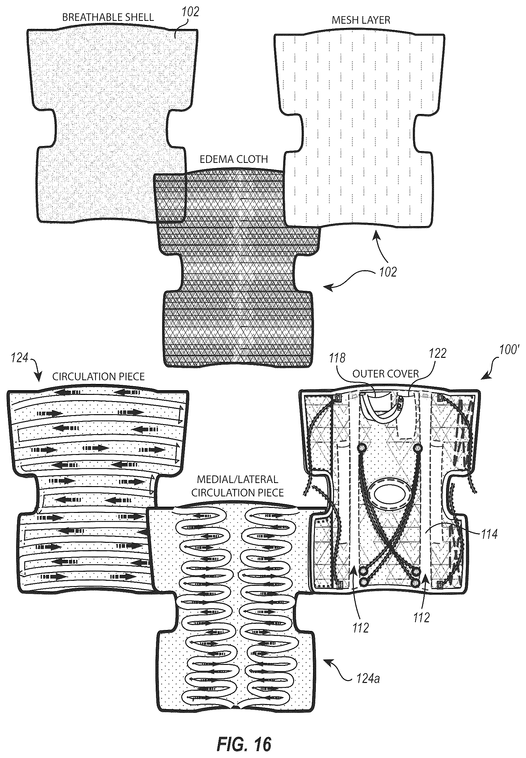 Patent US12569363 Figure 10 – Portable system including post-surgical brace with anti-inflammation cooling